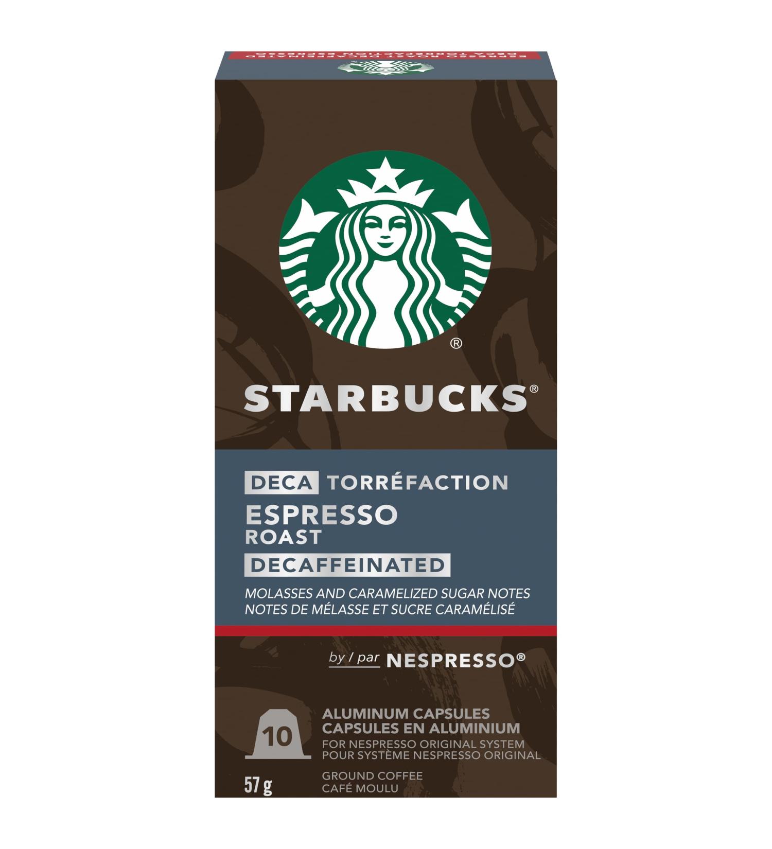 Starbucks by Nespresso Decaf Espresso Roast Nespresso Coffee Capsules Original Line Compatible 10 Nespresso Coffee Pods - Buy Online on SooperMarket.com