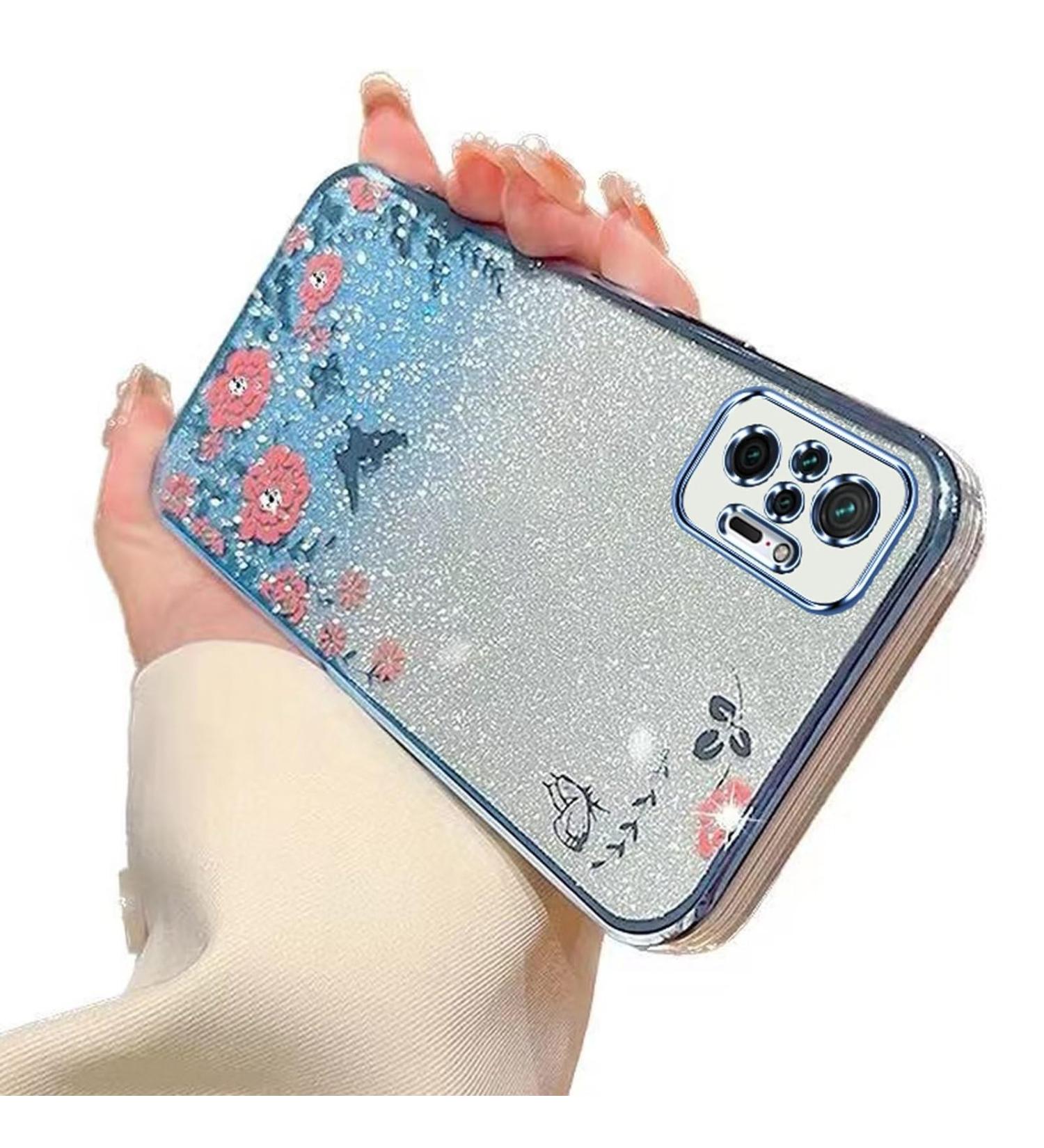 Tivenfezk Nadoli Glitter Diamond Case for Xiaomi Redmi Note 12S | Sparkle Flower Butterfly Soft Gradient Silicone Cover | Protective Blue Rhino Etui - Buy Online on SooperMarket.com