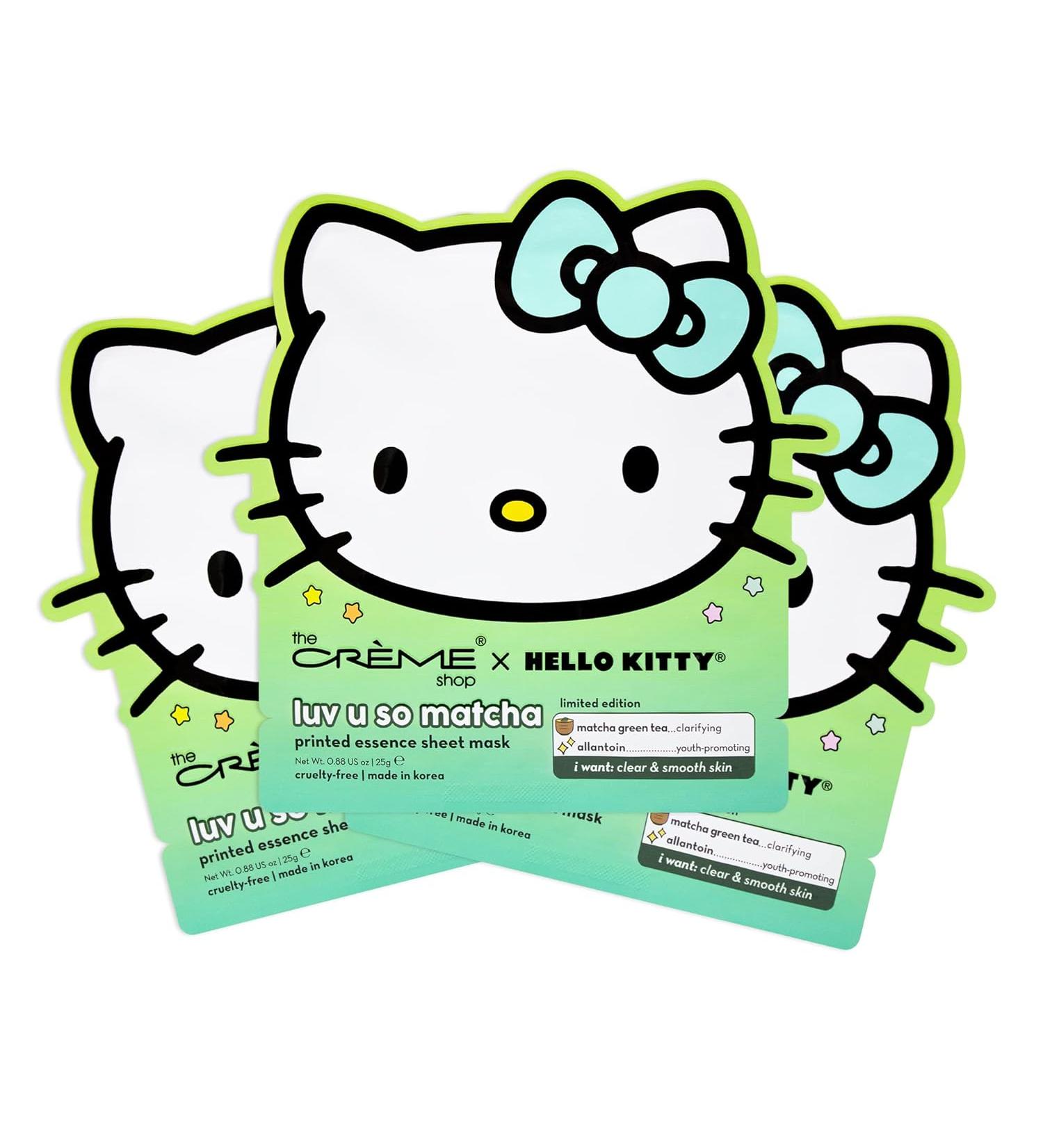 Cr me Shop x Hello Kitty Luv U So Matcha Essence Sheet Mask - 3 Pack | Hydrating & Soothing Skin Care - Buy Online on SooperMarket.com