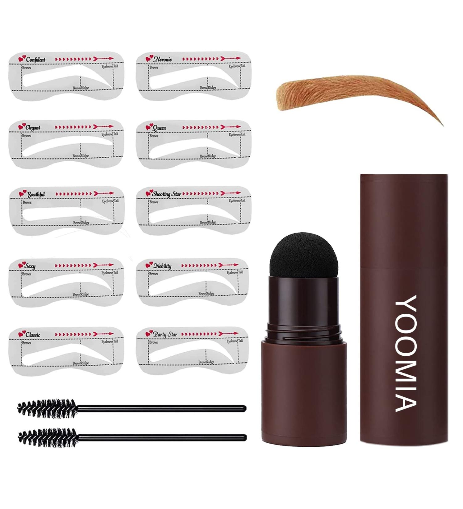 Eyebrow Stamp Stencil Kit - Waterproof Brow Stamp with 5 Reusable Stencils (Light Brown) - Buy Online on SooperMarket.com
