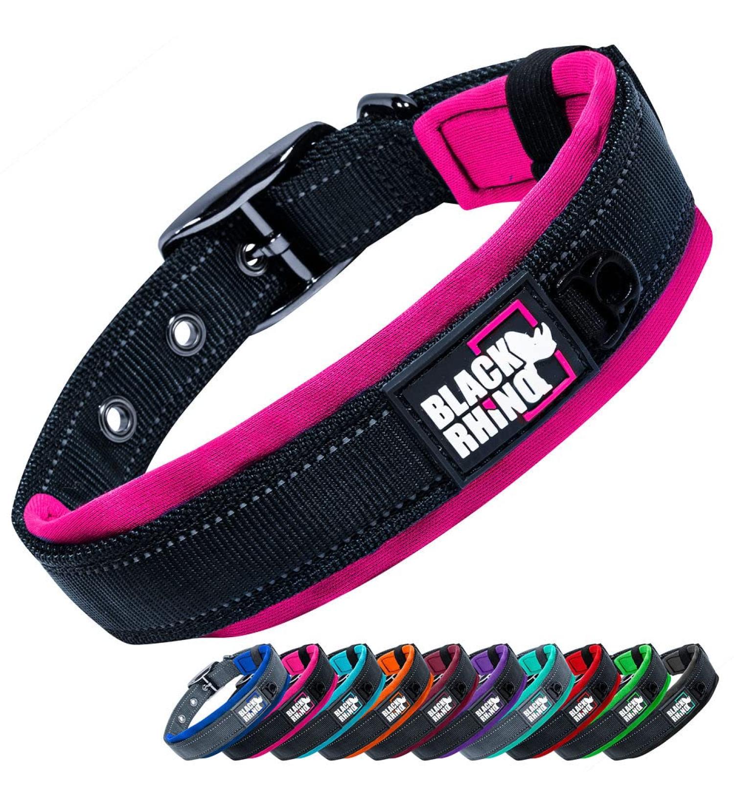 Buy Black Rhino Comfort Collar - Super Soft Neoprene Dog Collar for All Breeds | Adjustable Reflective Weatherproof (XL Pink/Black) - Buy Online on SooperMarket.com
