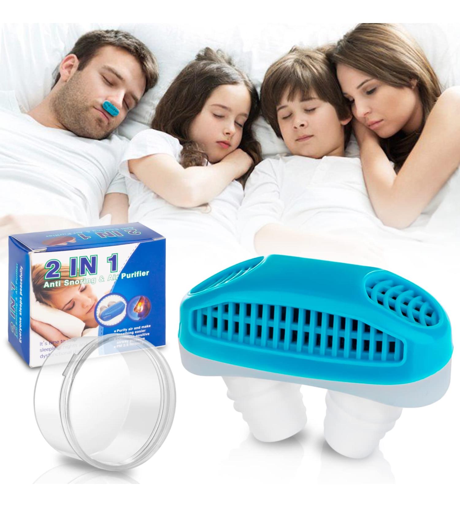 2-in-1 Blue Snoring Stopper: Anti Snoring Nose Clip & Air Purifier | Stop Snoring, Improve Sleep Quality | Men & Women - Buy Online on SooperMarket.com