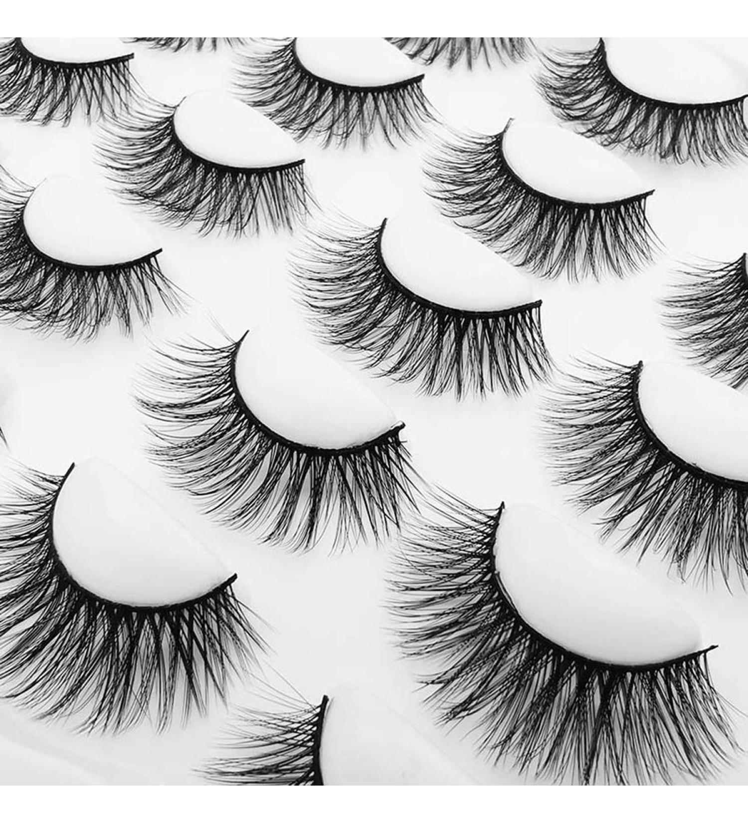 10 Pairs 3D Mink Lashes - Natural & Dramatic Volume Fake Eyelashes | Silk Handmade Extensions for Stunning Makeup - Buy Online on SooperMarket.com