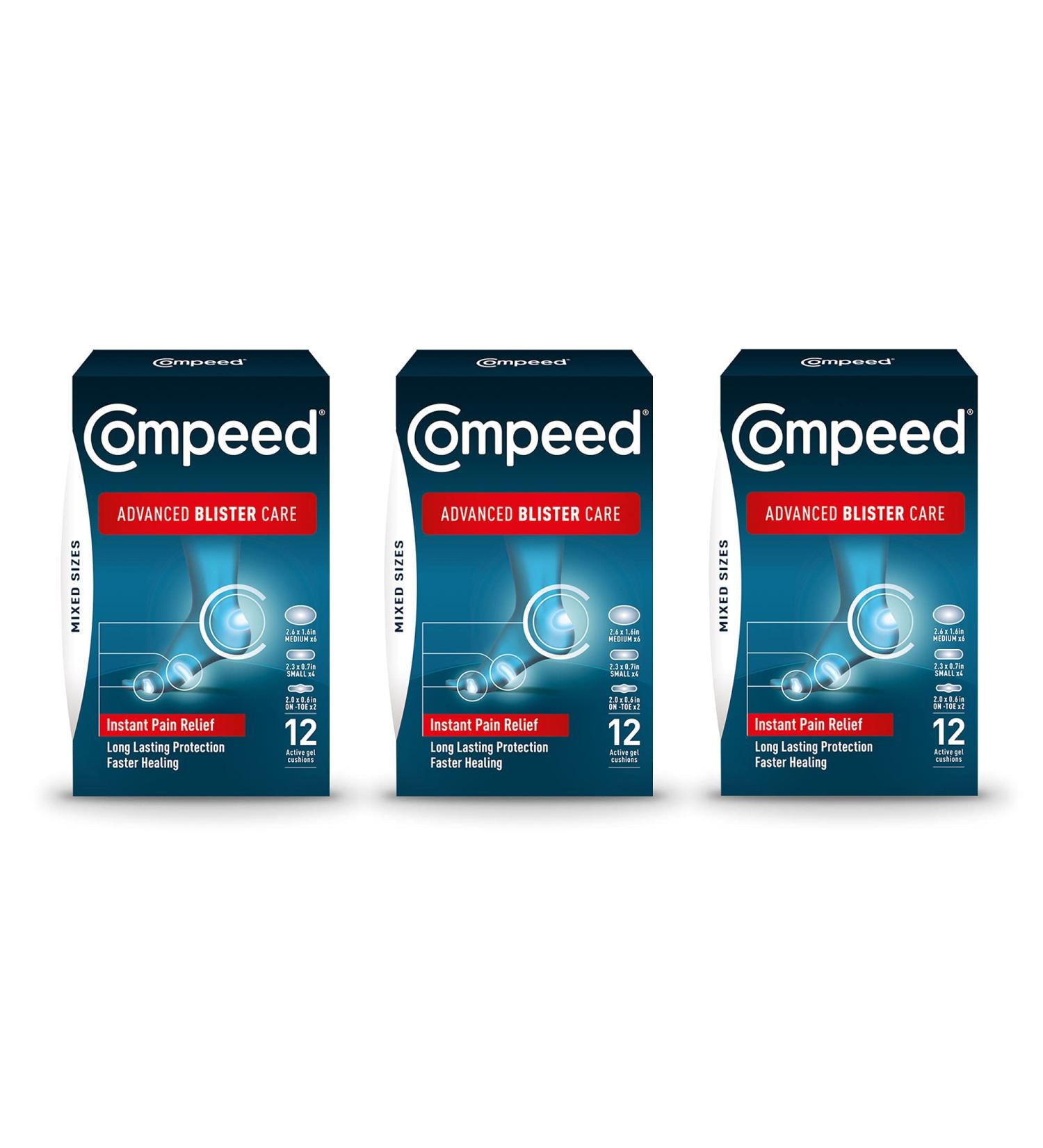 Compeed Blister Care Bandages 12 Ct Mixed Sizes (3 Packs) - Heel & Foot Patches for Prevention & Treatment - Waterproof Packaging - Buy Online on SooperMarket.com