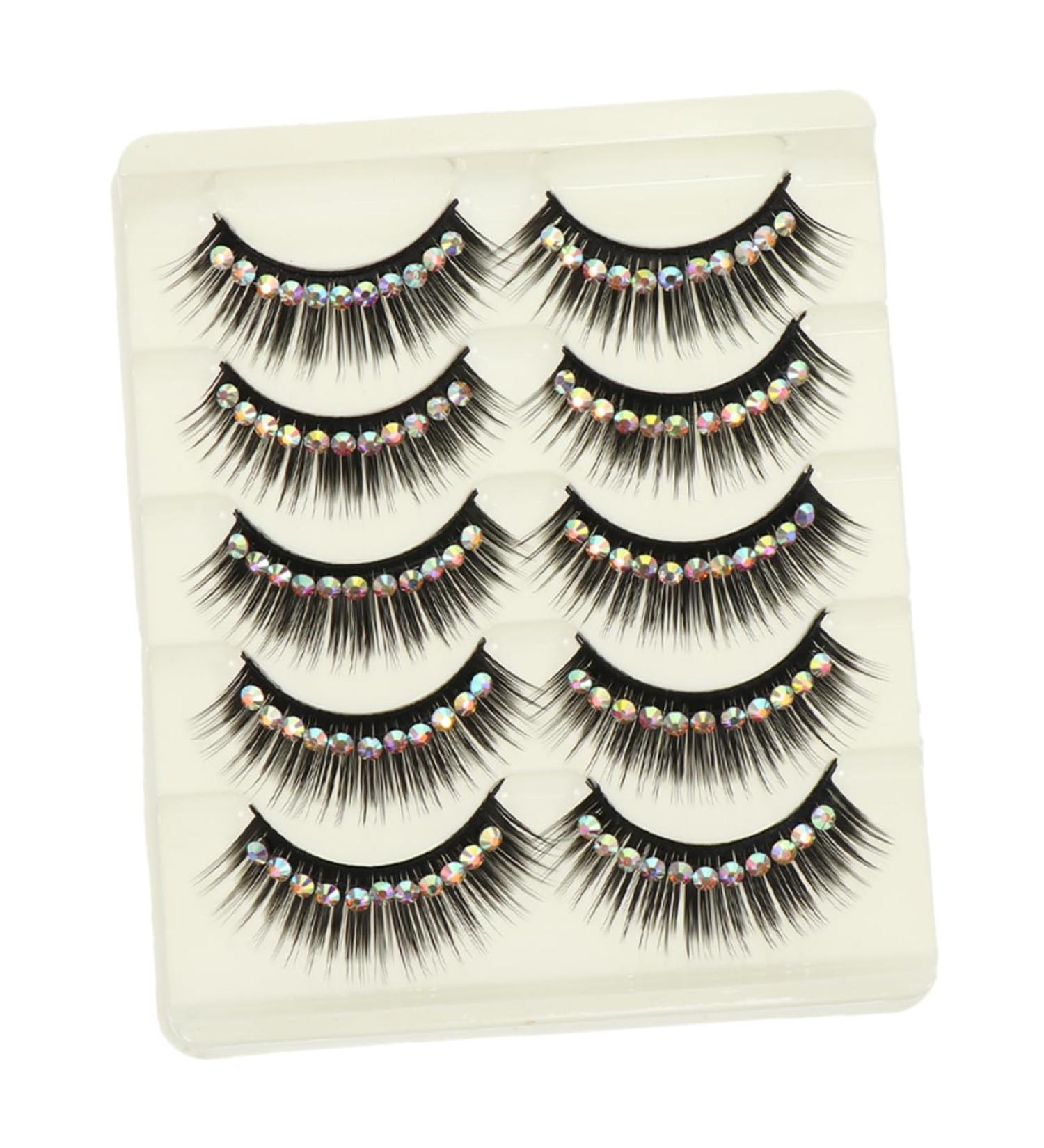 DRESSOOS 10 Pairs Diamond False Eyelashes Exaggerated Eyelashes False Lash Gems Eyelash Cosmetic Lashes Performance Eyelash Women Eyelash Rhinestone Eyelashes Lash Extensions Fake Lashes - Buy Online on SooperMarket.com