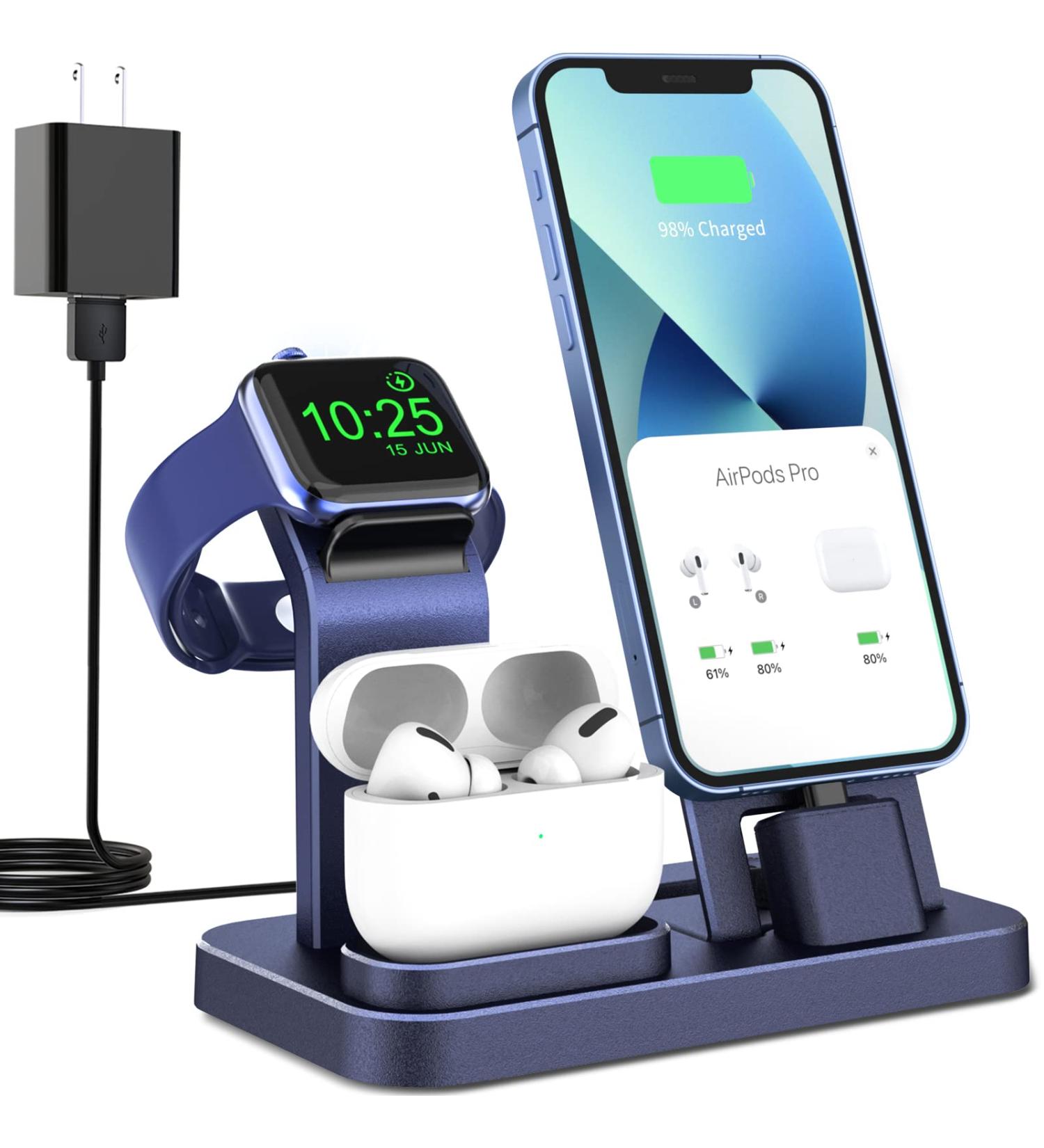 3-in-1 Charging Station for Apple Products with Removable Stand - Blue - Buy Online on SooperMarket.com