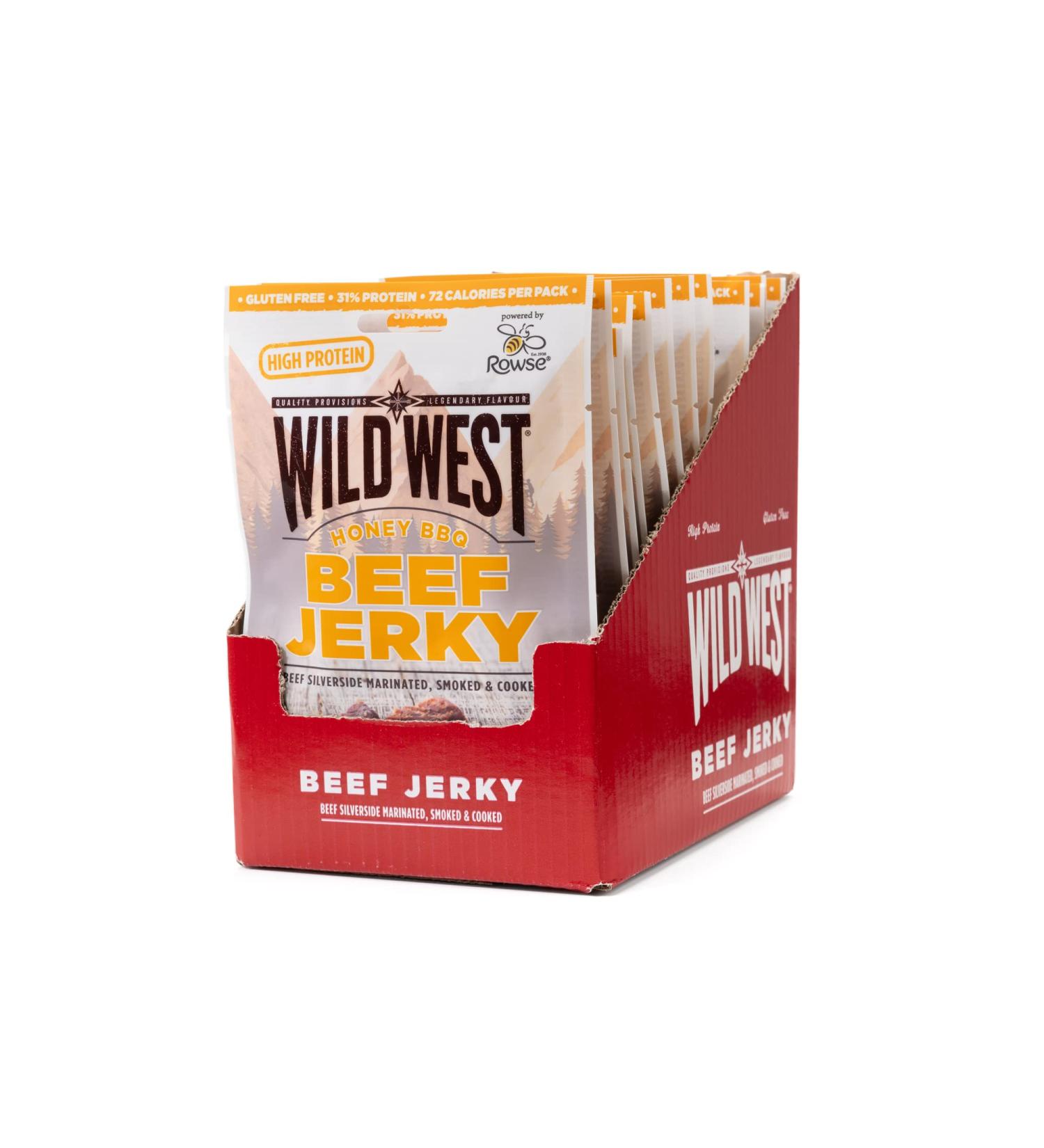 Wild West Beef Jerky - 16 Pack Honey BBQ 25g | High Protein Snack | Premium Dry Meat - Buy Online on SooperMarket.com