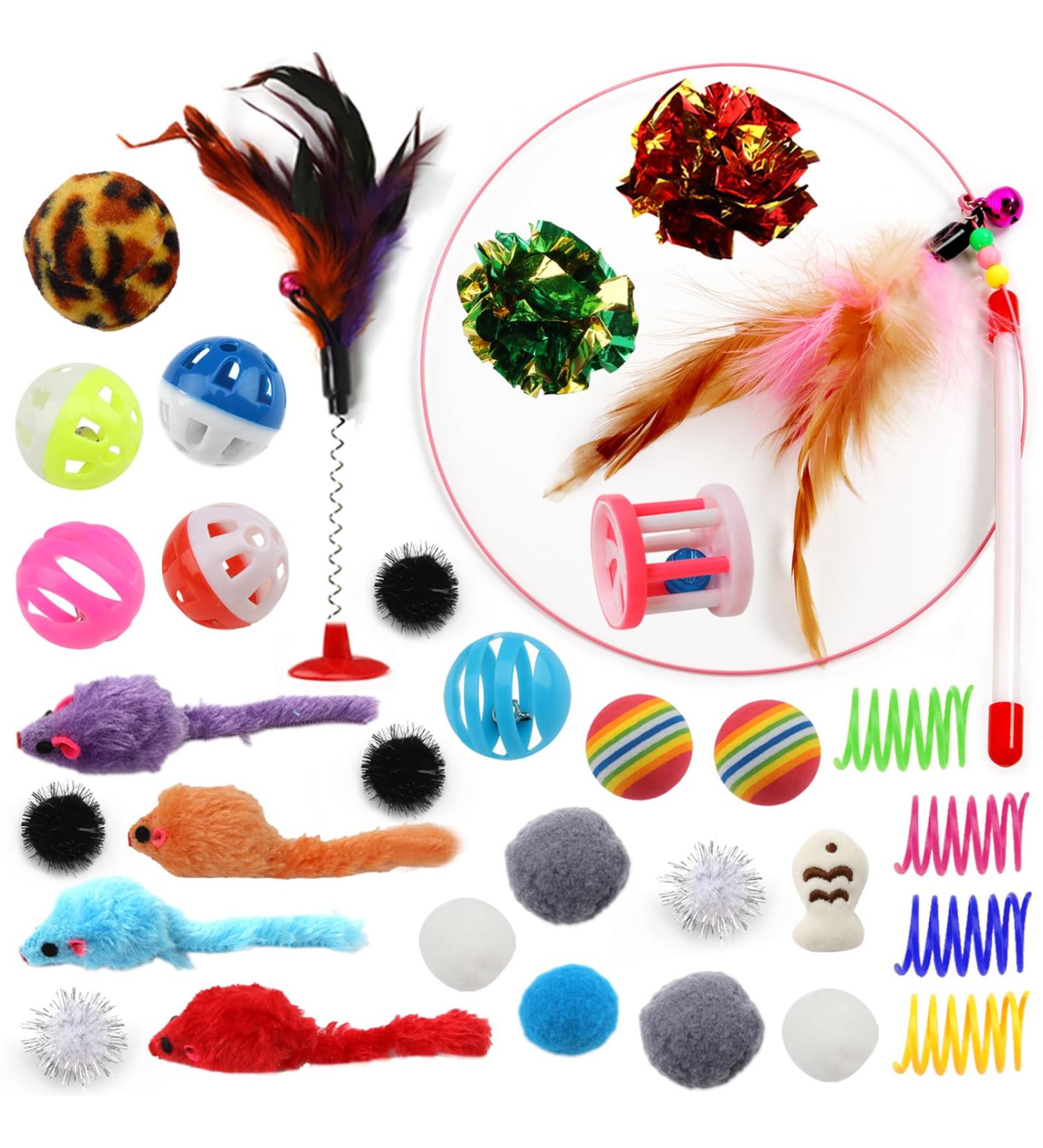 QUOZUO 32-Piece Cat Toy Variety Pack - Best Cat Toys for Kittens & Cats | International Shipping Available - Buy Online on SooperMarket.com