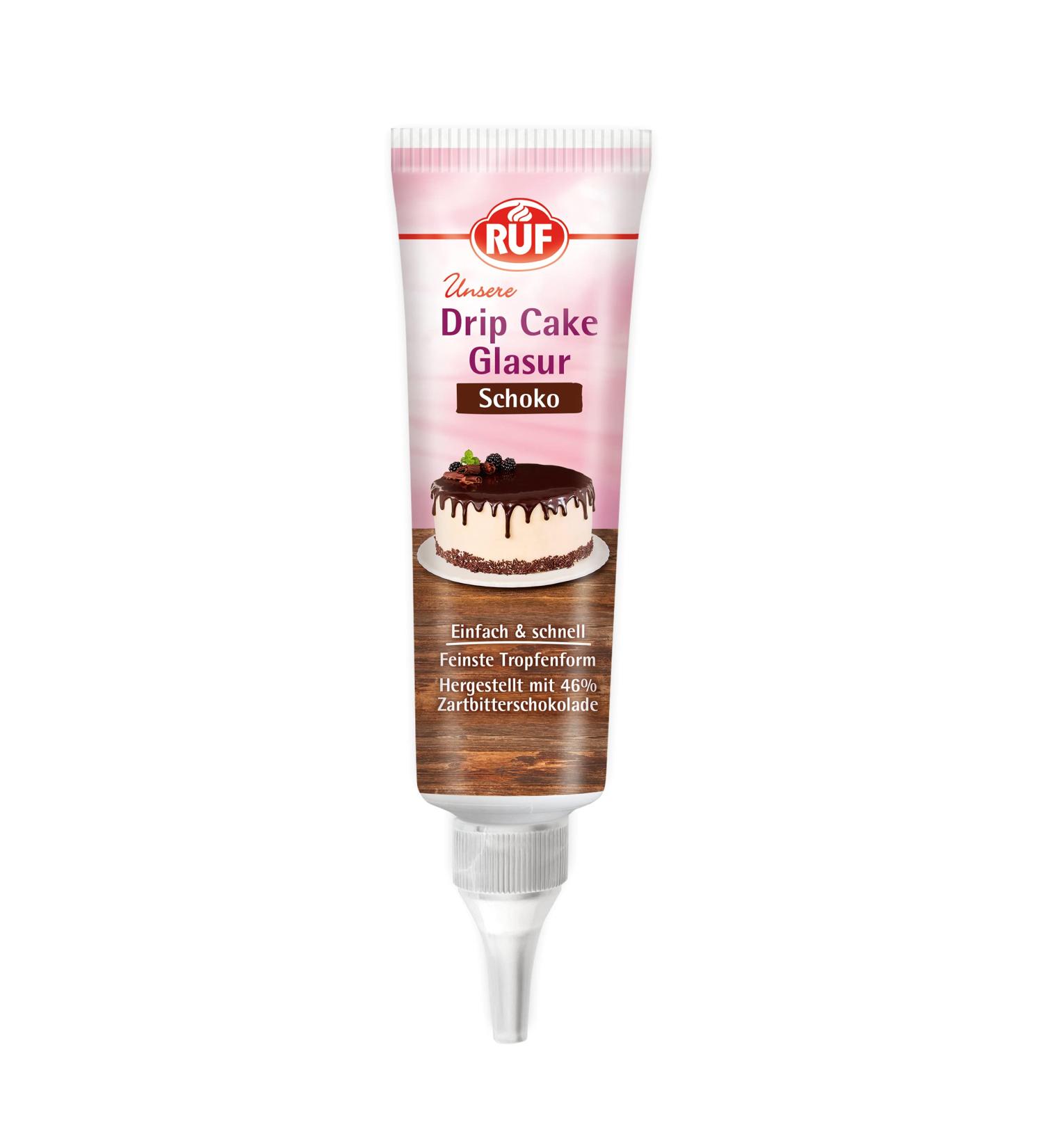 Ruf Drip Cake Chocolate Glaze - Gluten-Free 125g Tube for Drop Cakes Naked Cakes Cupcakes & Tarts - Buy Online on SooperMarket.com