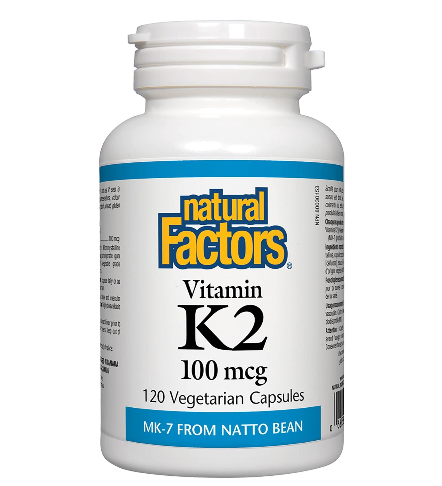 Natural Factors Vitamin K2 100 mcg 120 Vegetarian Capsules - Buy Online on SooperMarket.com