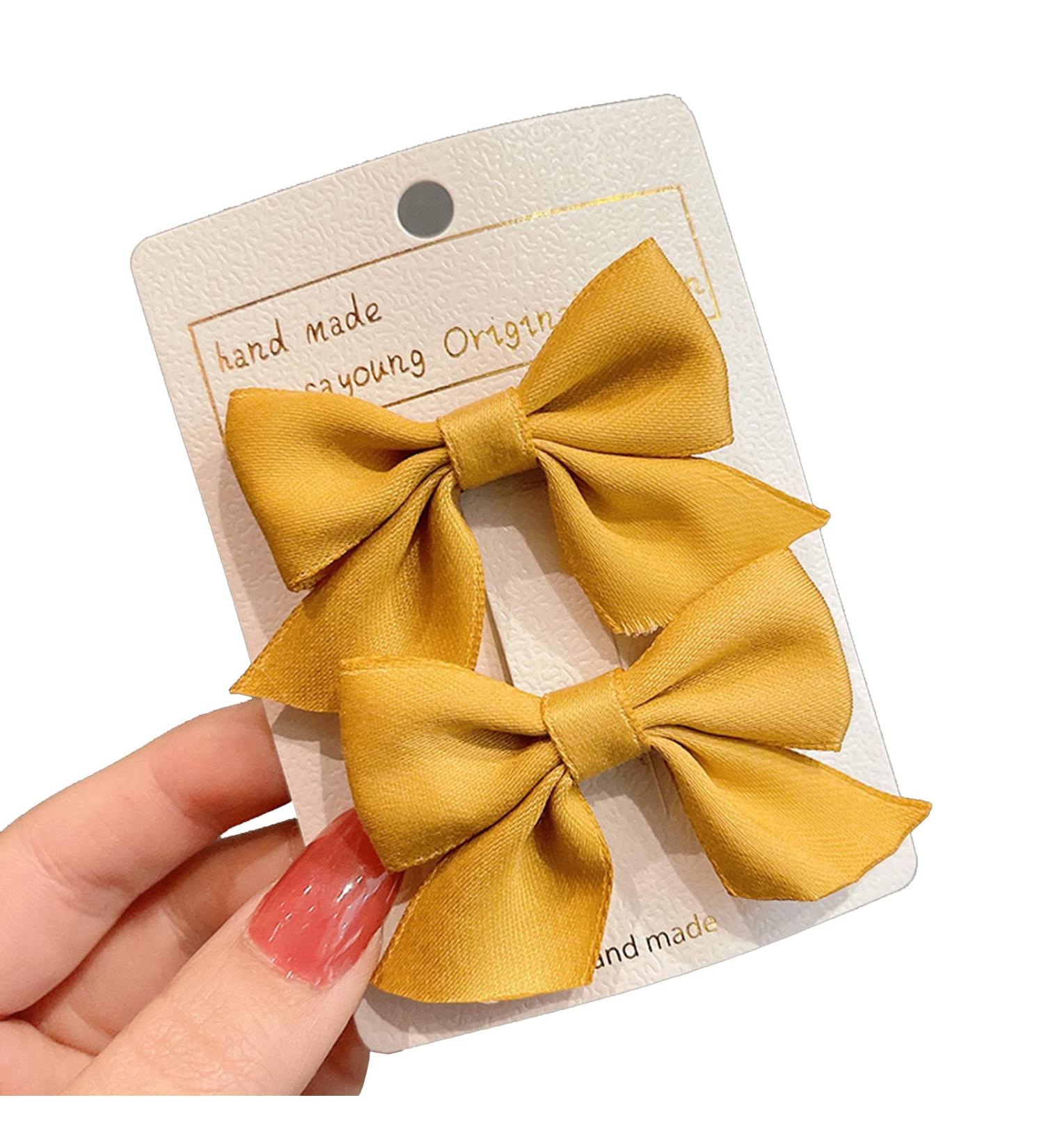 KERTFGOKU Yellow Hair Bows Clips for Girls - 2 PCS Cotton Ribbon Non Slip Hair Accessories for Baby Girls and Toddlers - Buy Online on SooperMarket.com