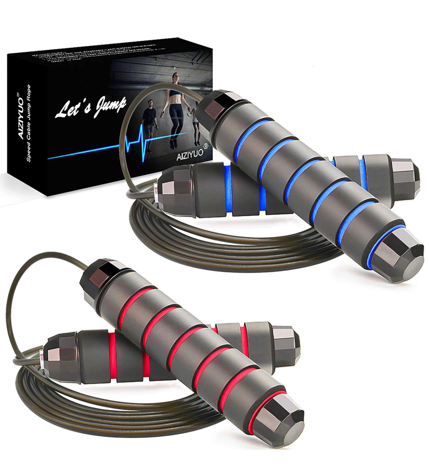 Adjustable Tangle-Free Jump Rope Set | Rapid Speed Cable Skipping for Men, Women, and Kids - 2 Pack - Buy Online on SooperMarket.com
