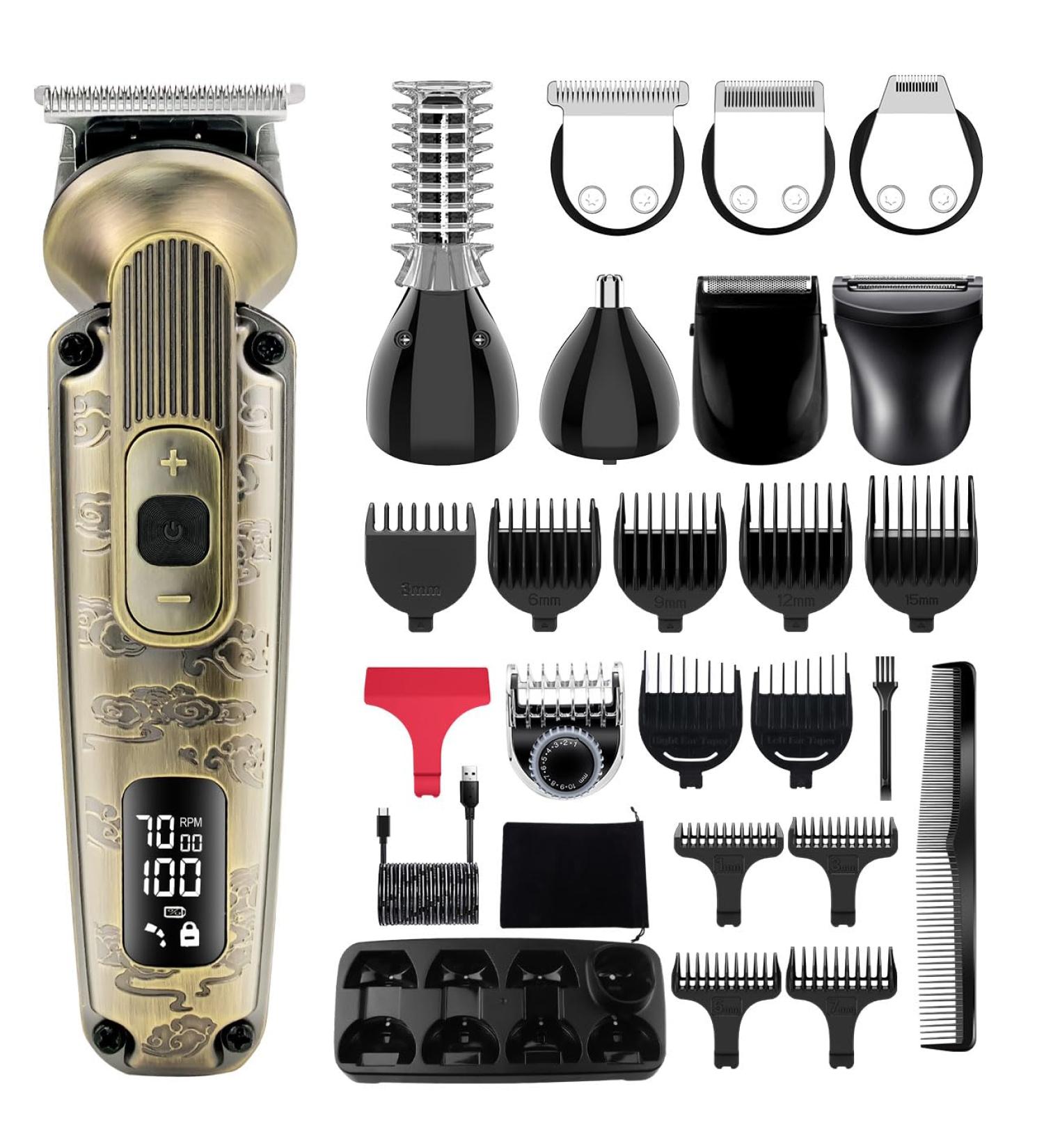 Hatteker 8-in-1 Beard & Mustache Trimmer for Men | Waterproof Adjustable Speed Hair Clipper & T-Blade Electric Razor | Cordless Grooming Kit - Perfect Gift (Bronze - Buy Online on SooperMarket.com