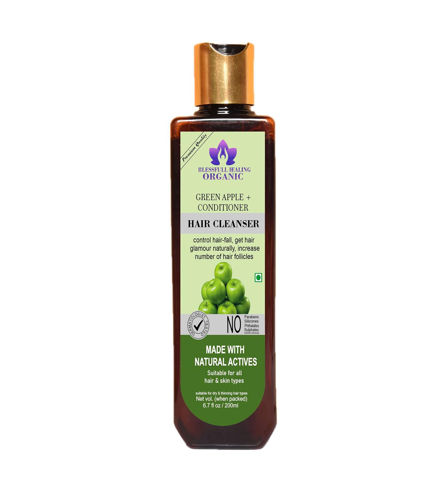 Blessfull Healing Organic Green Apple + Conditioner Hair Cleanser | Shampoo 300 ML (Packing May Vary) - Buy Online on SooperMarket.com