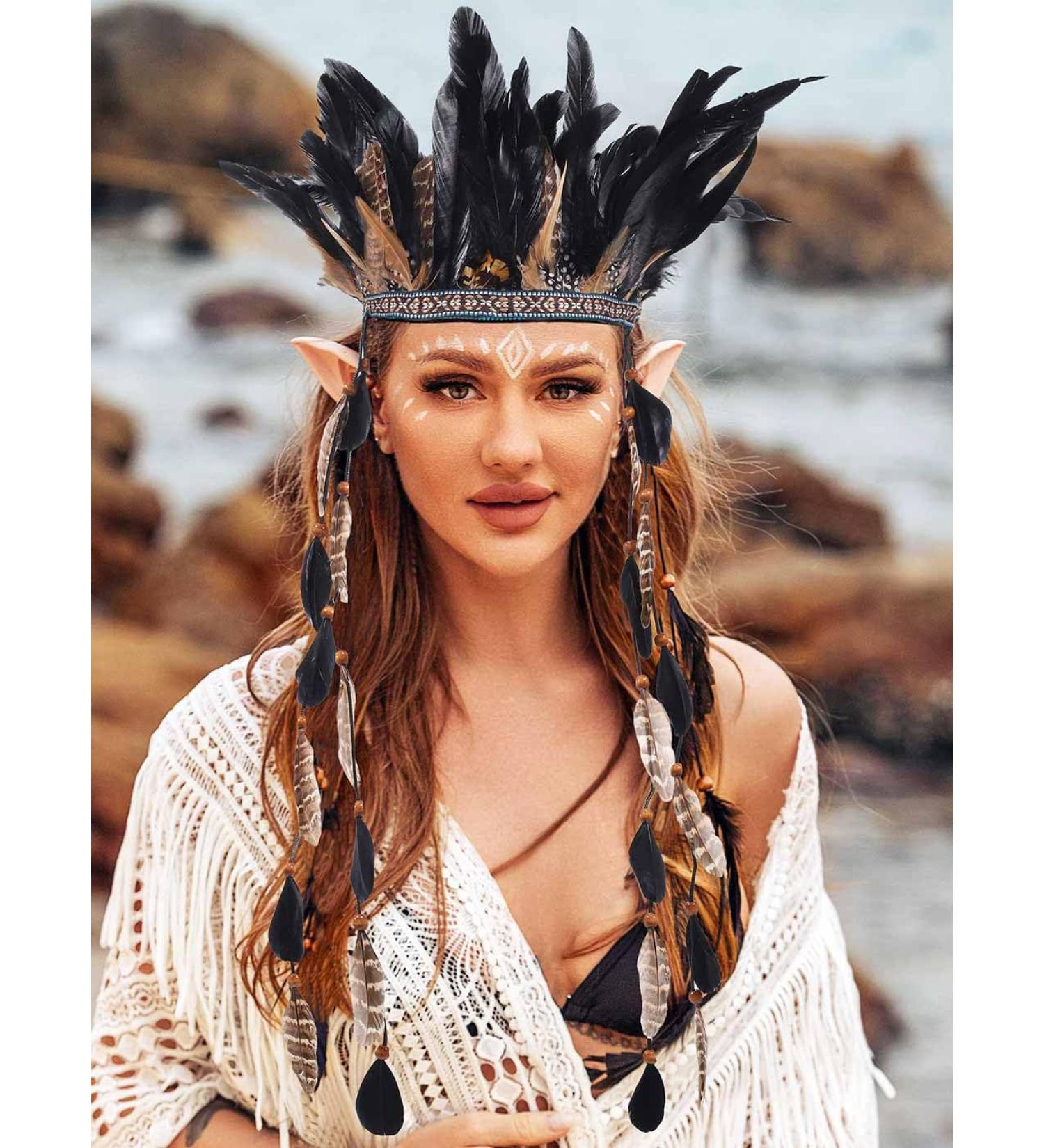 Zoestar Indian Feather Headband Tribal Feathers Crown Headpiece Carnival Headdress Festival Costume Hair Accessories for Women and Girls - Buy Online on SooperMarket.com