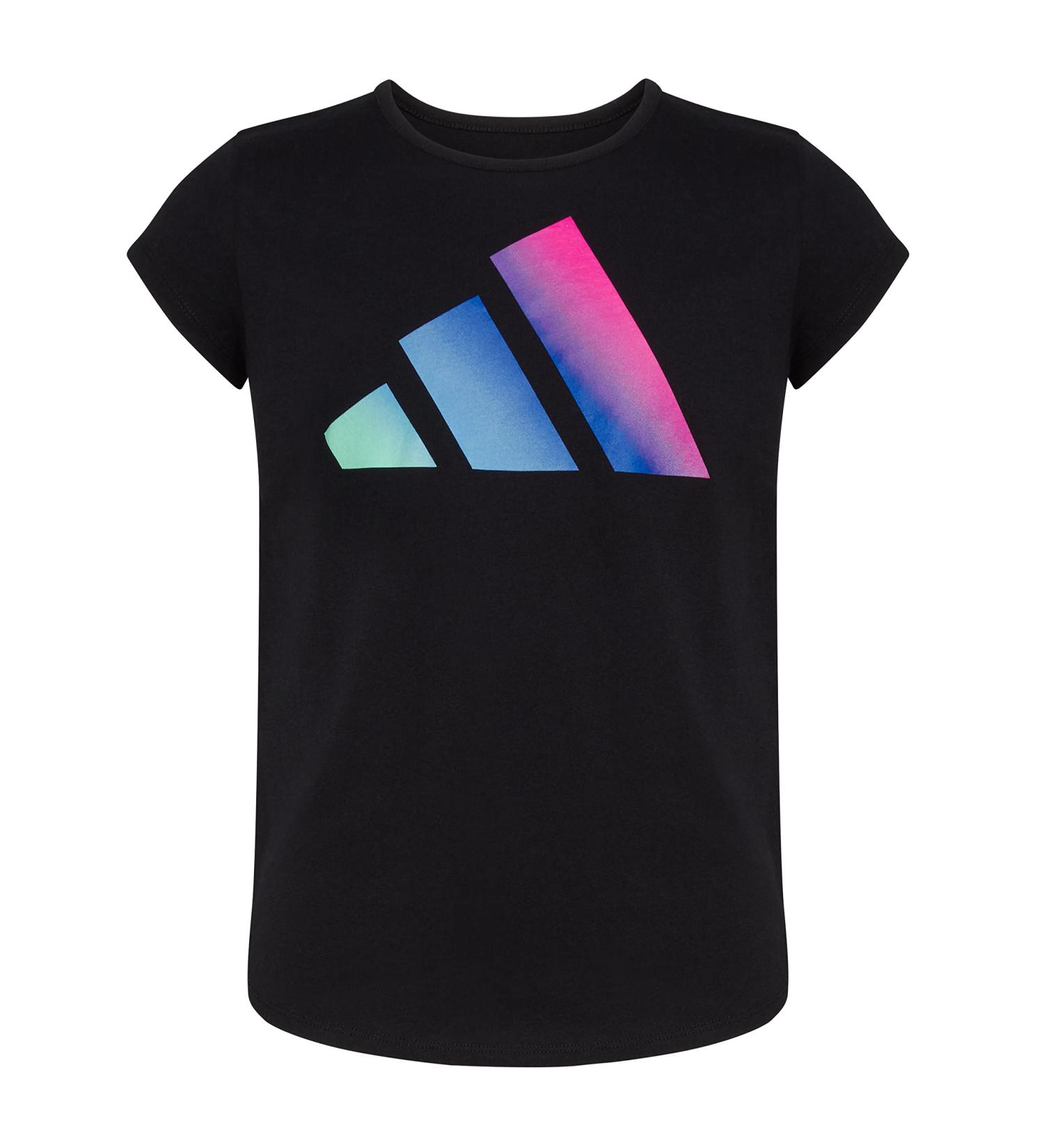 adidas Girls' Big Short Sleeve Essential Tee - Medium Black with Multicolor | Size 23 - Buy Online on SooperMarket.com