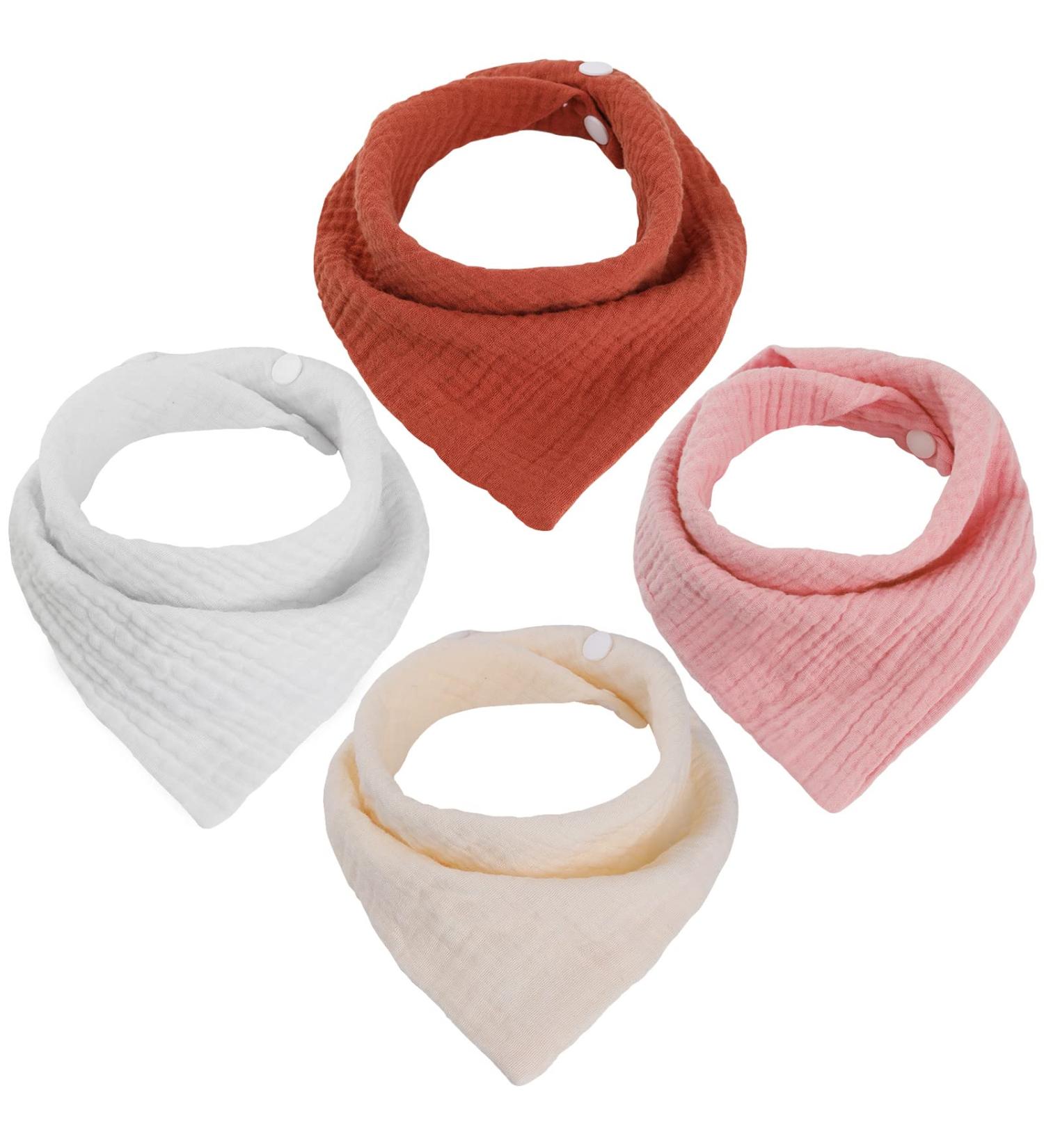 WD&CD 4-Piece Triangle Baby Dribble Bibs | 2 Adjustable Buttons | Soft & Absorbent - Buy Online on SooperMarket.com