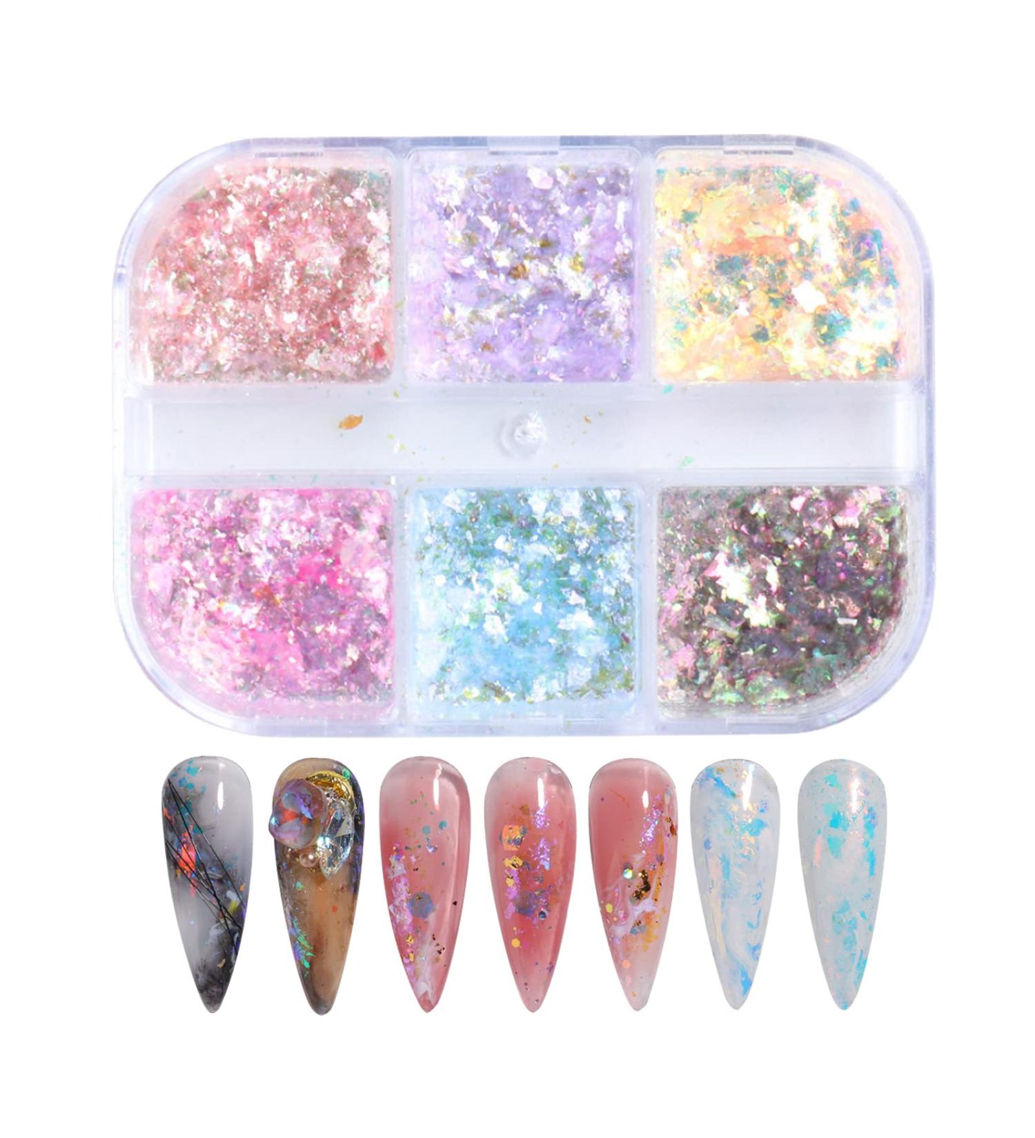 Holographic Mermaid Nail Art Glitter Sequins - 50g Irregular Aurora Opal Flakes for Nail Decoration - Buy Online on SooperMarket.com