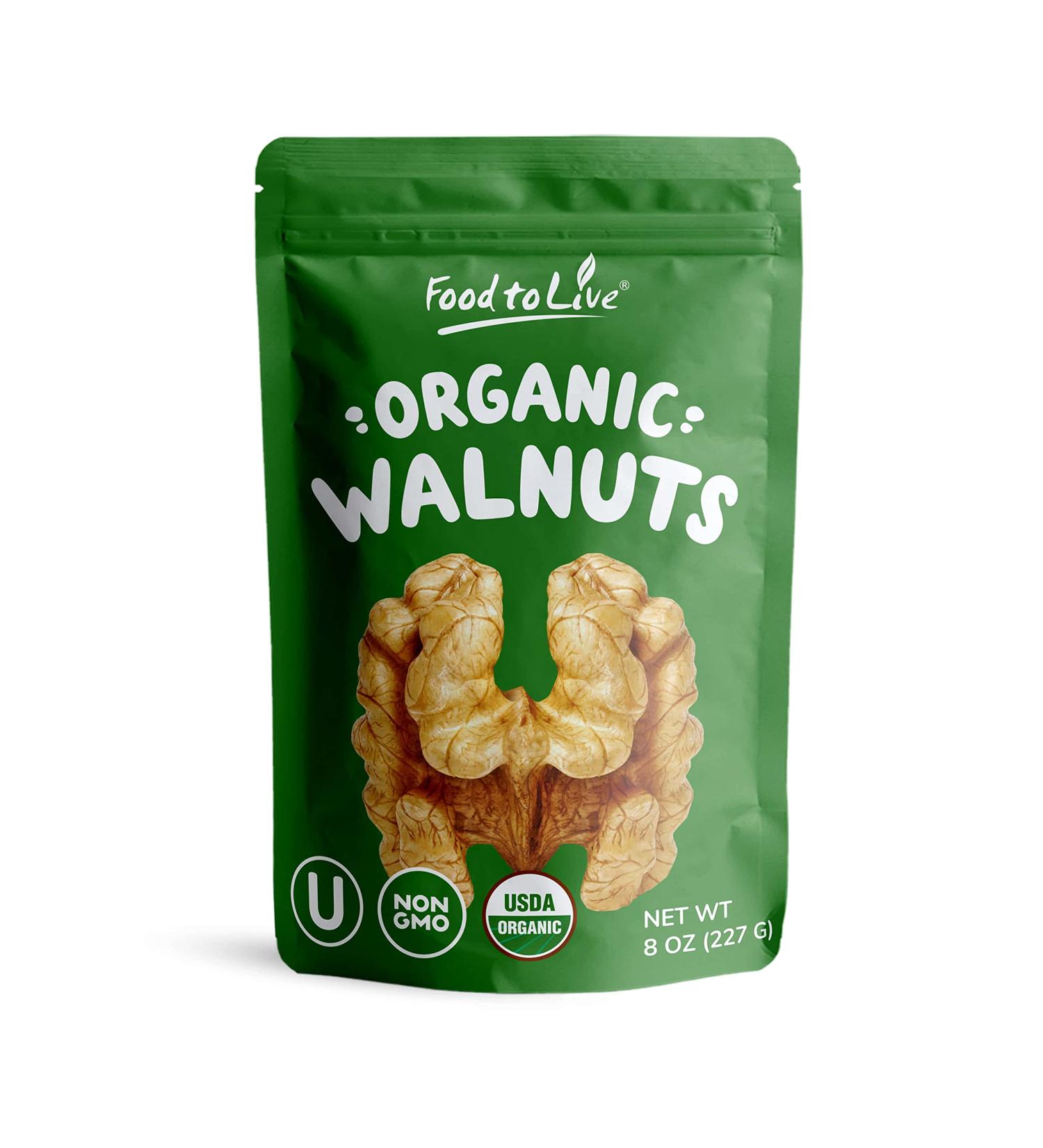 Organic California Walnuts Halves & Pieces 8oz - Non-GMO, Raw, Unsalted, Vegan, Kosher - Omega-3 Protein Snack for Baking & Topping - Buy Online on SooperMarket.com