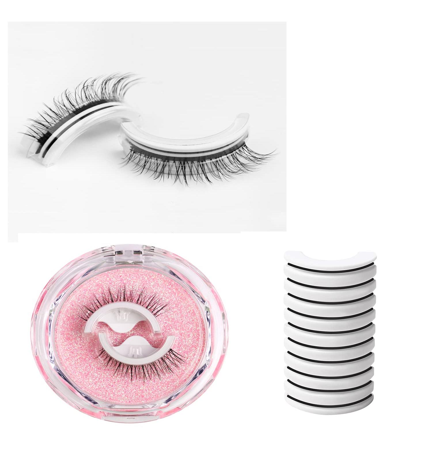 Reusable Self Adhesive Eyelashes Set - 2 Pcs with 10 Waterproof Strips | Easy to Apply False Eyelashes for Natural Look - Buy Online on SooperMarket.com