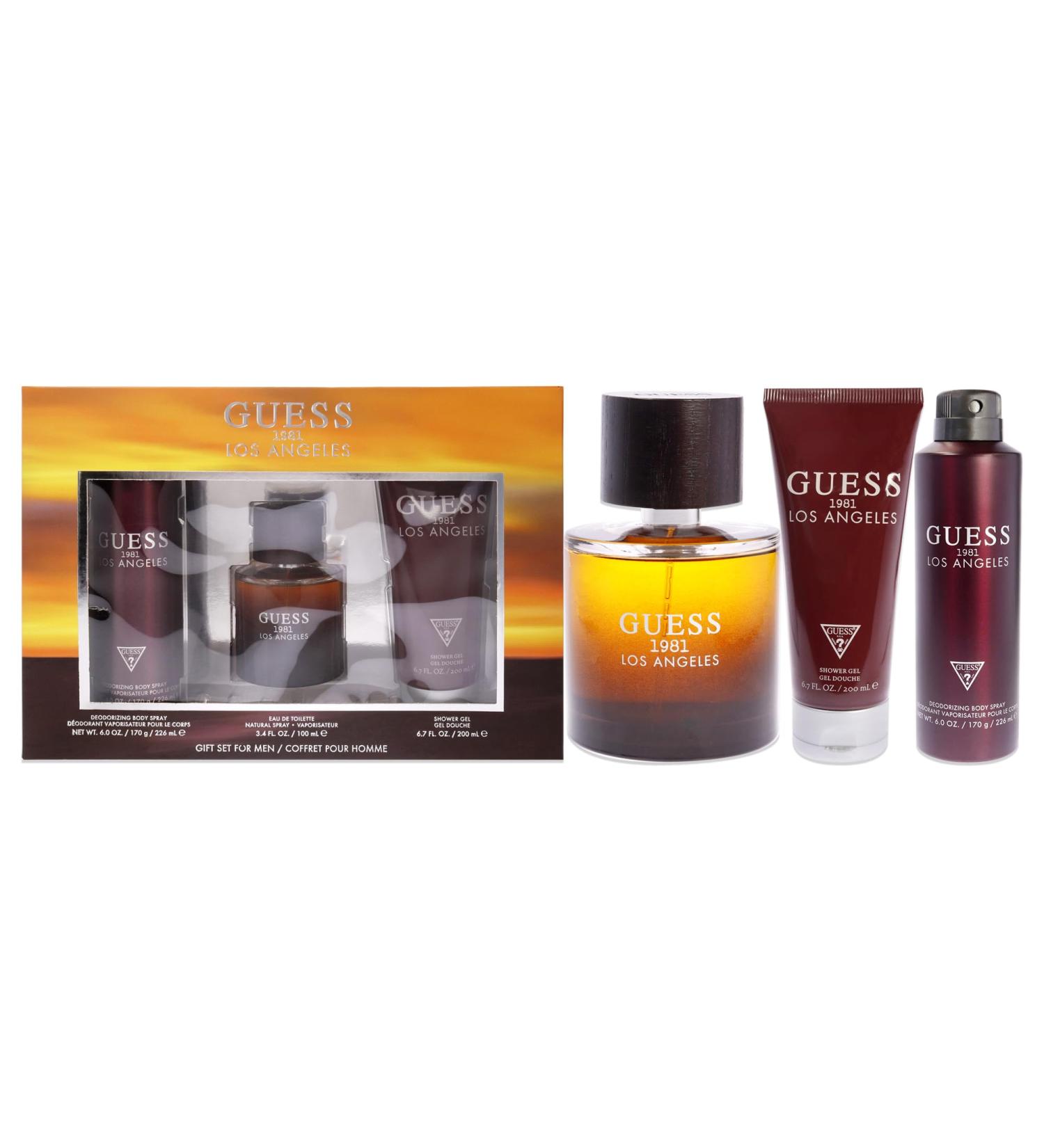 Guess 1981 Los Angeles 3 Pc Gift Set 3.4oz EDT Spray 6.0oz Body Spray 6.7oz Shower Gel GIFTSET - Buy Online on SooperMarket.com
