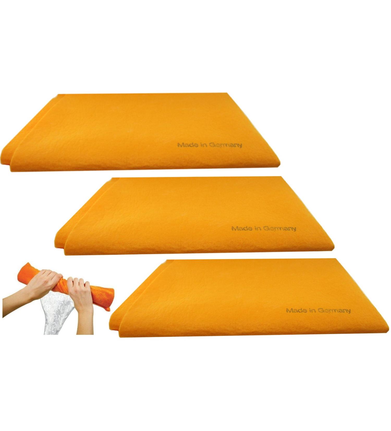 3pk German Shammy Towels Super Absorbent Chamois Cloths 20x27 Inch - Orange - Buy Online on SooperMarket.com