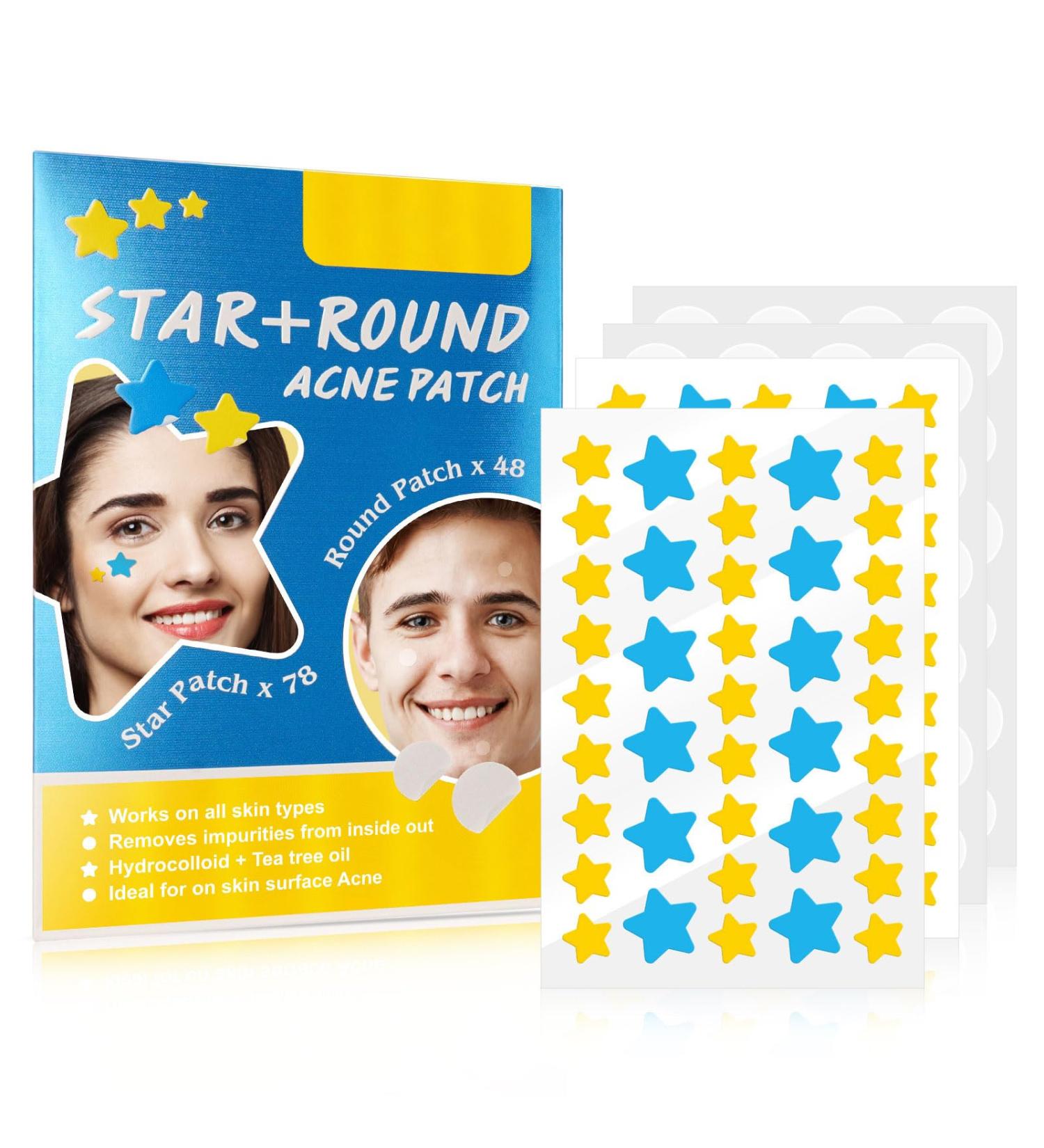 126 PCs Star-Shaped Pimple Patch Set | Hydrocolloid Tea Tree Oil & Salicylic Acid | Waterproof & Suitable for All Skin Types - Buy Online on SooperMarket.com