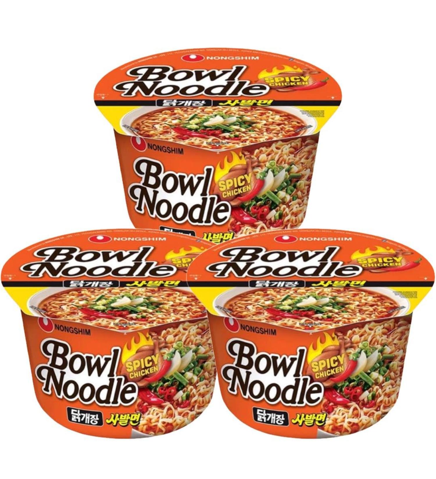Nongshim Spicy Chicken Bowl Noodle Soup Ramen Bowl 100g (Pack of 3)