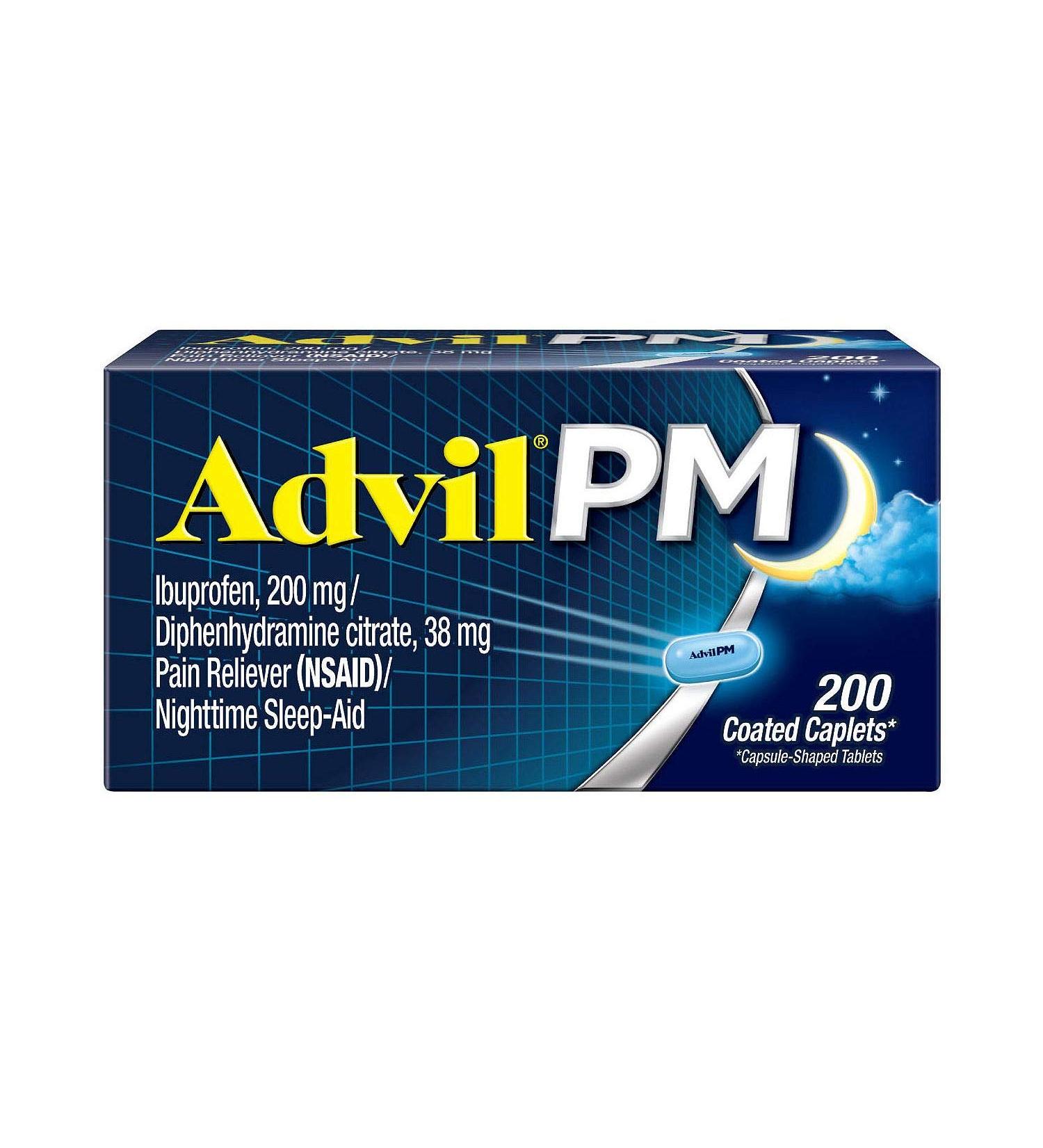 Advil PM Pain Reliever/Nighttime Sleep Aid - 200 Coated Caplets - Buy Online on SooperMarket.com