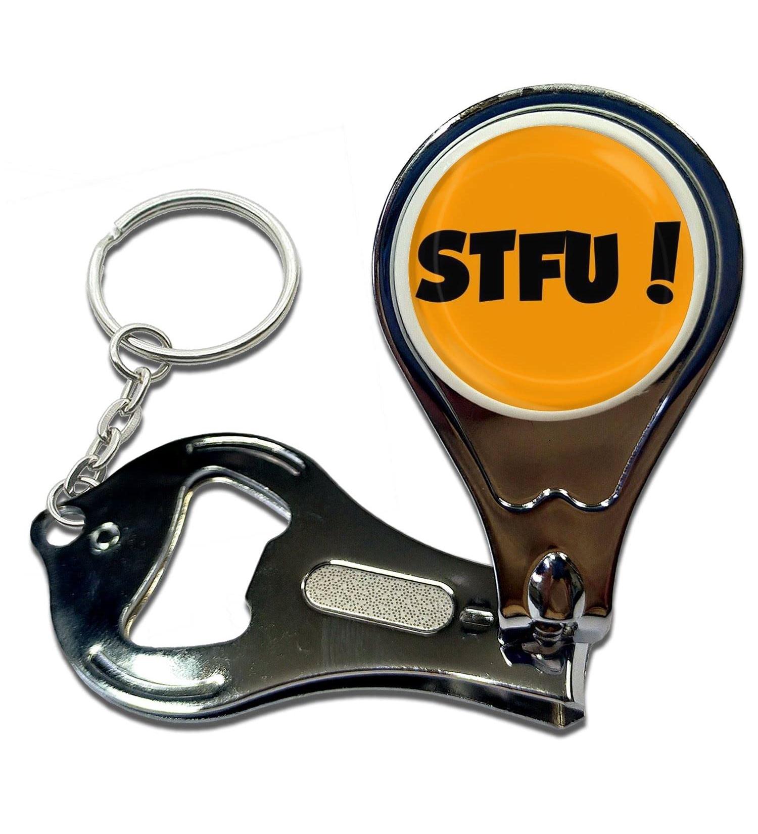 BadgeBeast.co.uk STFU! Shut the F**k up! - Key Ring Bottle Opener and Nail Clipper - Buy Online on SooperMarket.com