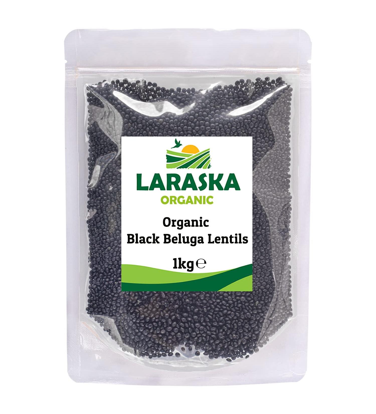 Certified Organic Black Beluga Lentils 1kg - Ideal for Stews, Curries, Tacos, and Soups - Superfood - Buy Online on SooperMarket.com
