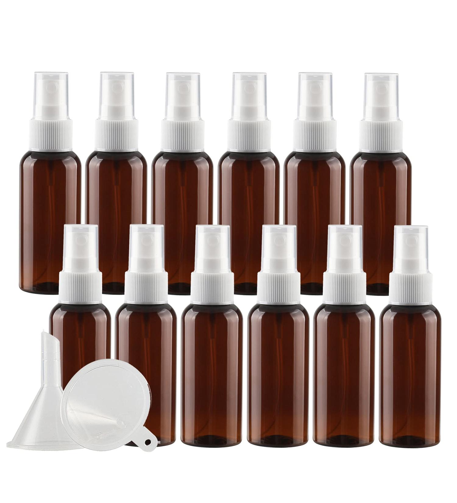TIANZD 12 Pieces Empty 50 ml Brown PET Plastic Fine Mist Pump Spray Bottles with White Top Portable Sprayer for Perfume Water Cosmetic Travel Containers Refillable 2x Funnel - Buy Online on SooperMarket.com