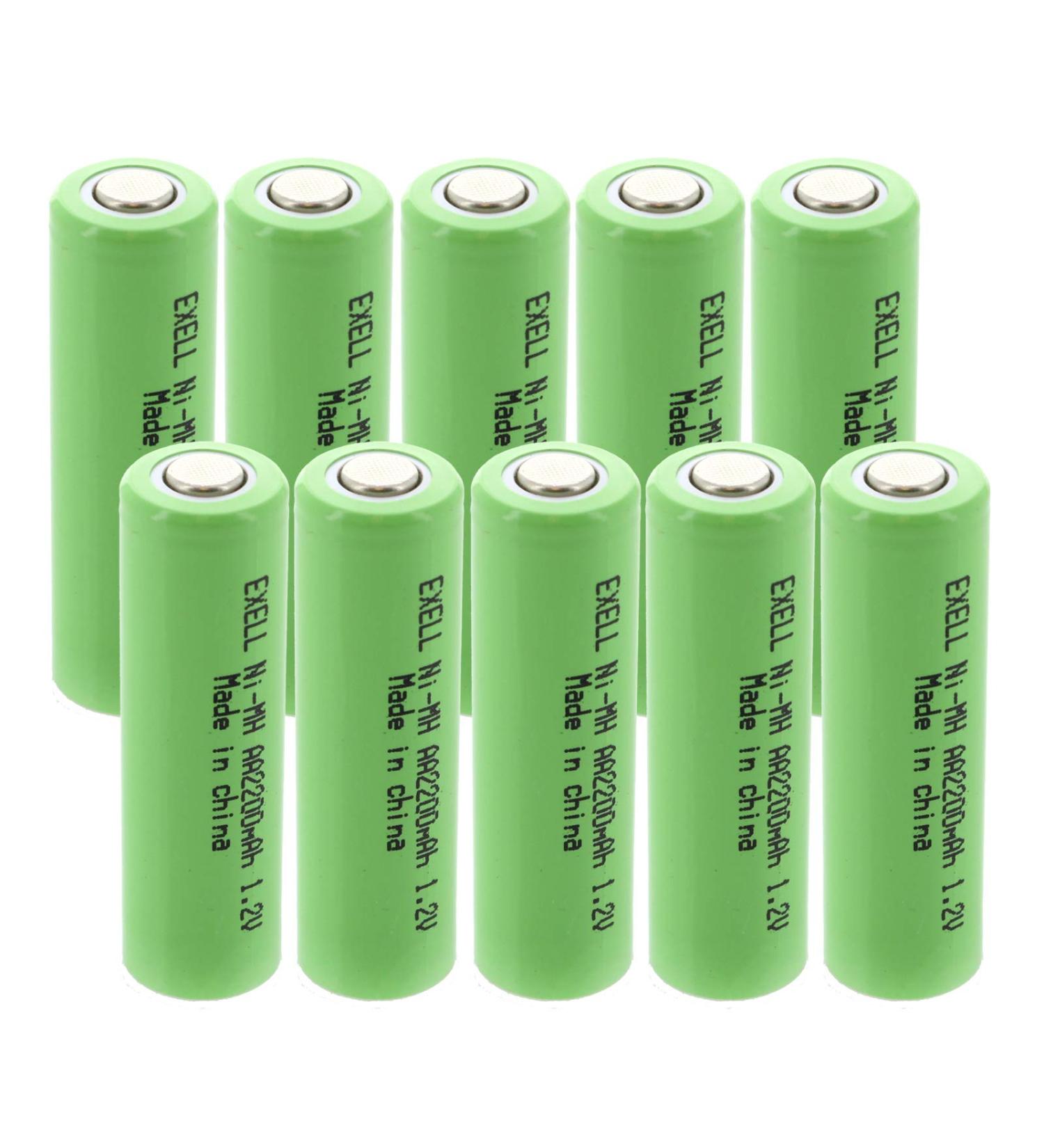 Buy Exell AA 1.2V Rechargeable NiMH Flat Top Batteries 2200mAh - Eco-Friendly Pack of 10 for International Shipping - Buy Online on SooperMarket.com