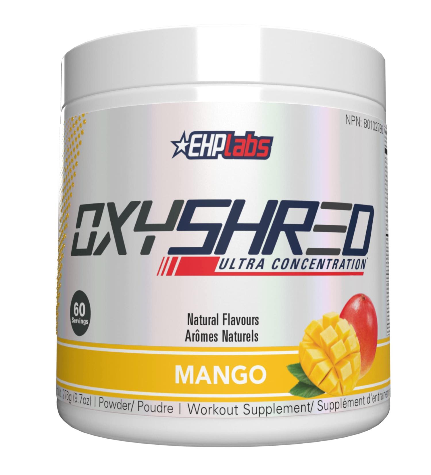 EHPlabs OxyShred Thermogenic Pre Workout Powder & Shredding Supplement - Preworkout for Men & Women Sugar Free Energy Powder with 150mg of Caffeine - Mango 60 Servings - Buy Online on SooperMarket.com