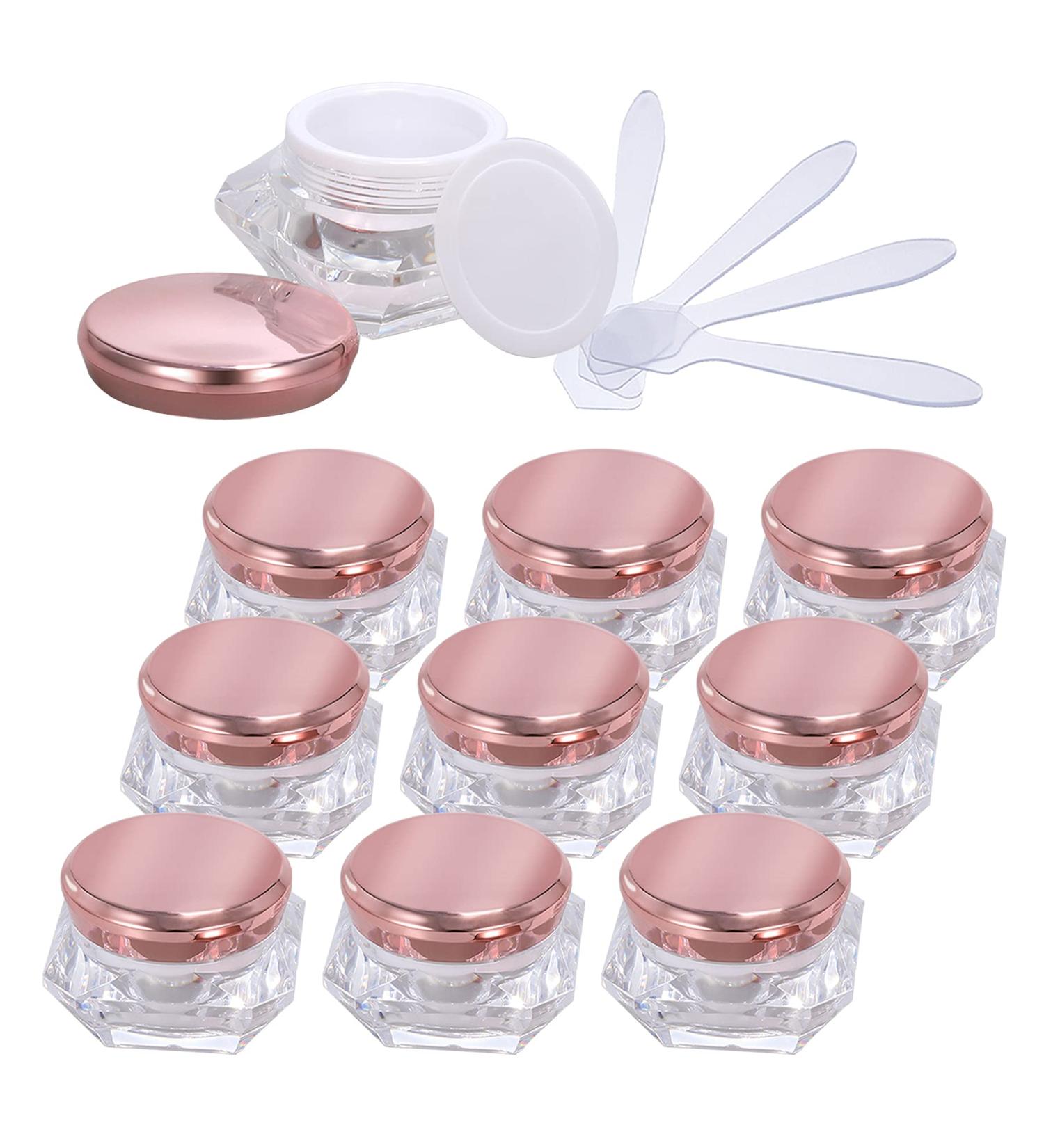 Zeoabsy 12 Pcs Transparent Acrylic Diamond 10ml Cream Cans with Pink Screw Cap - Perfect for Lotion Nail Art and Lip Balm | International Shipping - Buy Online on SooperMarket.com