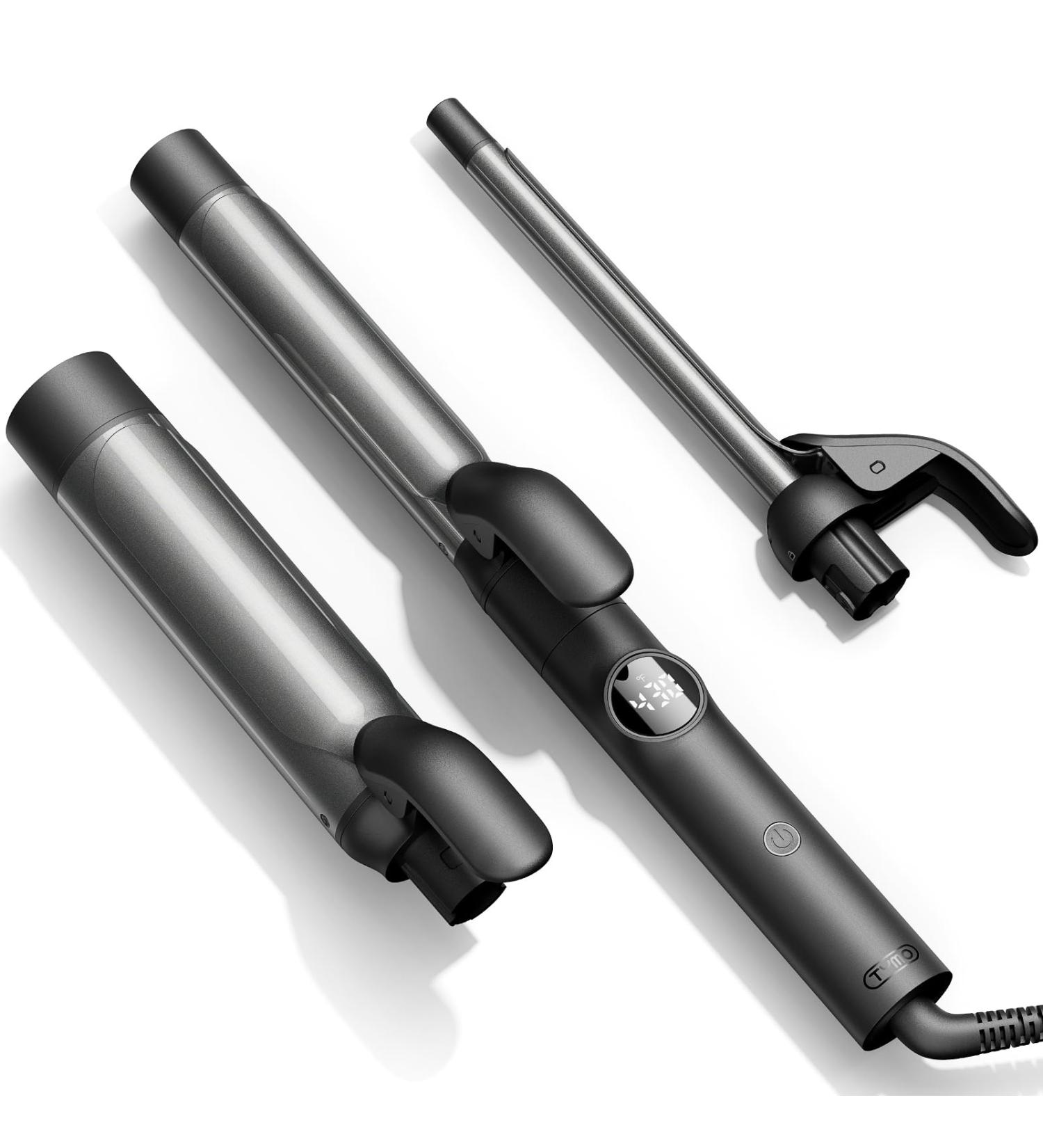 TYMO Curling Iron Set - 3 in 1 Professional Ionic Hair Curler with 5 Temp Settings Dual Voltage & Fast Heating for Defined Curls & Beach Waves - Travel Friendly Black - Buy Online on SooperMarket.com