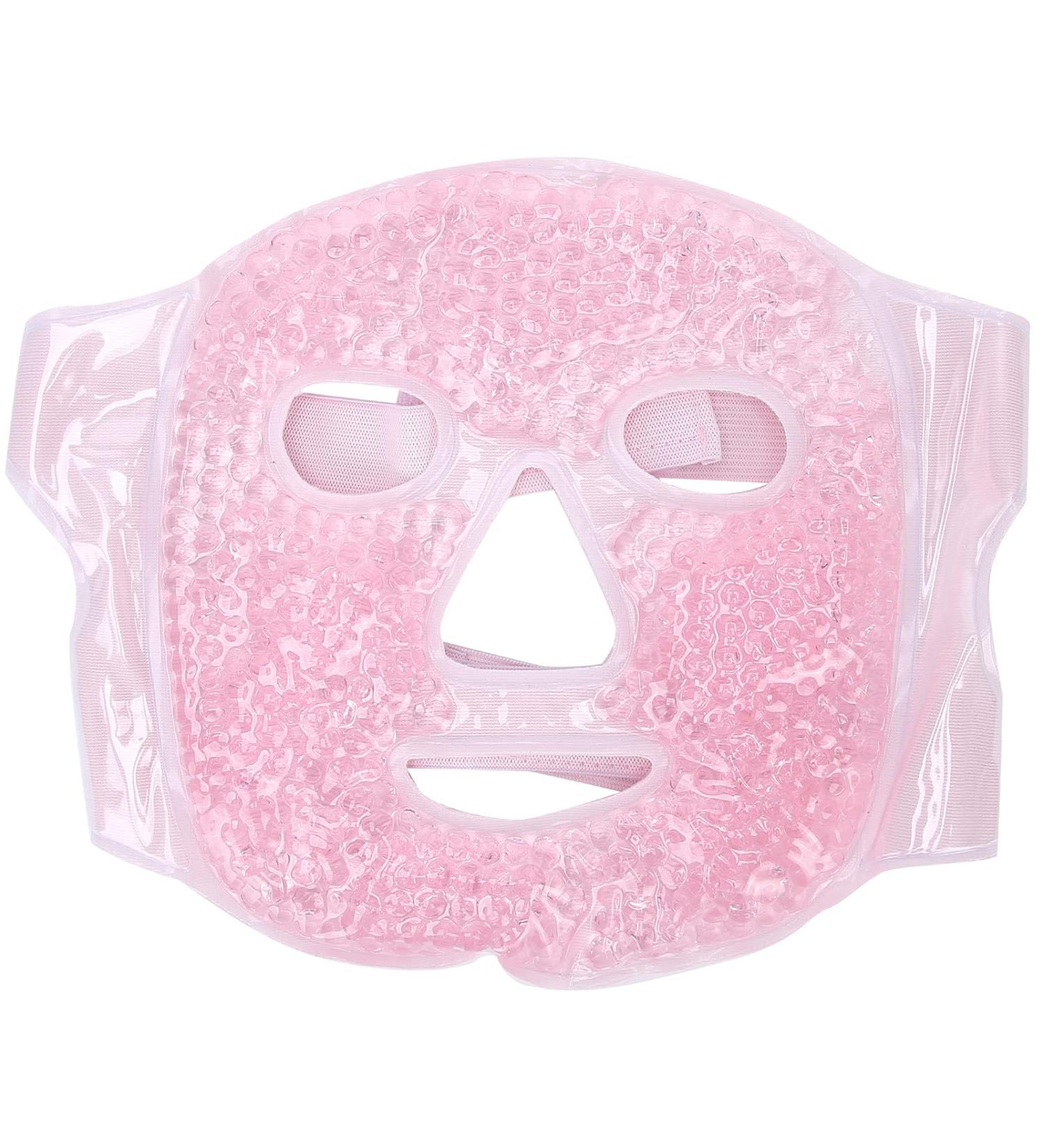 Hot Cold Compress Facial Gel Mask Reusable Washable Gel Beads Face Mask for Dark Circles and Puffiness Skin Friendly Cooling Gel Face Mask with Elastic Band Design (Pink) - Buy Online on SooperMarket.com