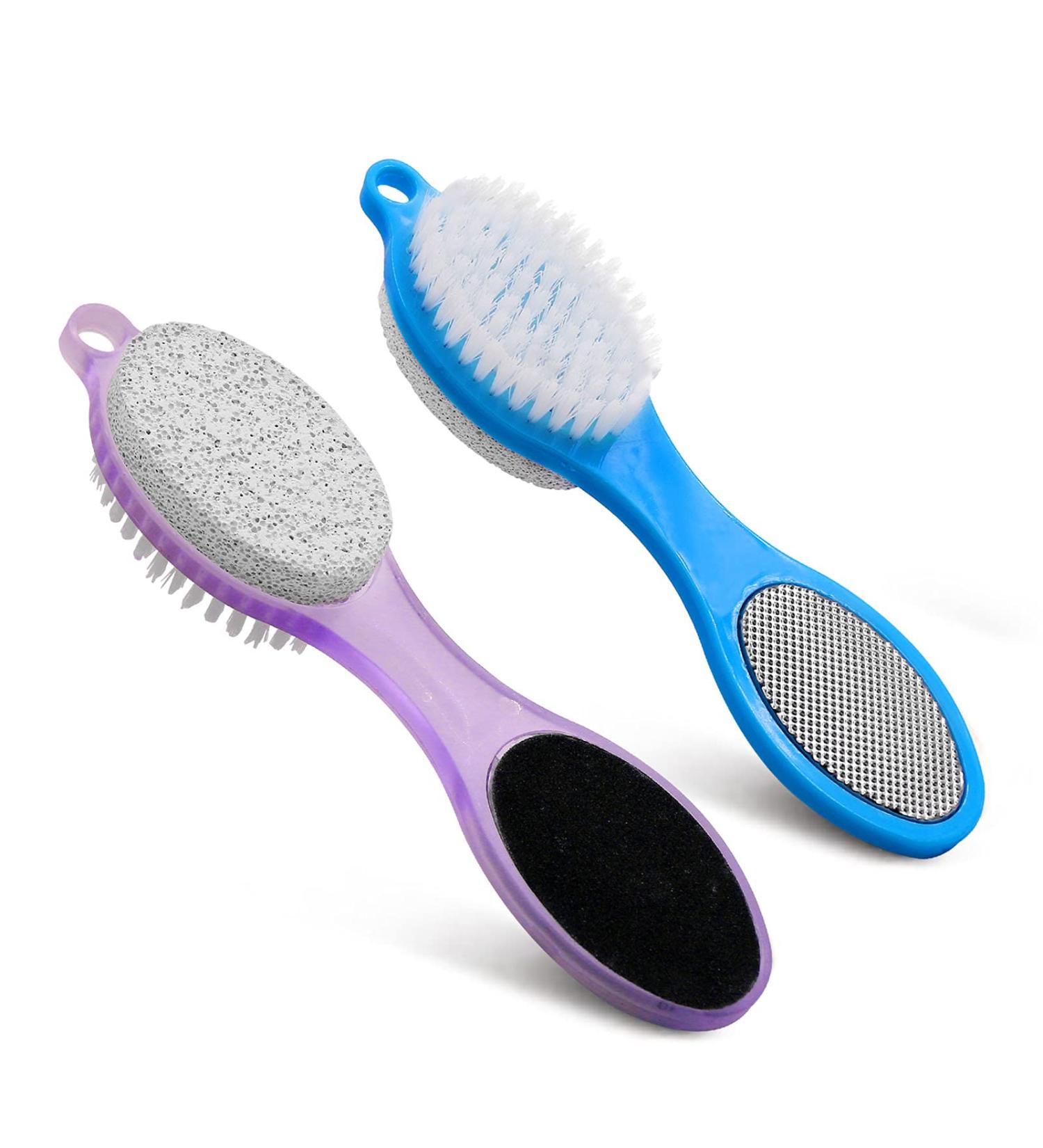 Fangze Pumice Stone Brush for Feet - 2 Pack Foot Brush Scrubber Pedicure Paddle Kit- Lilac and Blue - Buy Online on SooperMarket.com