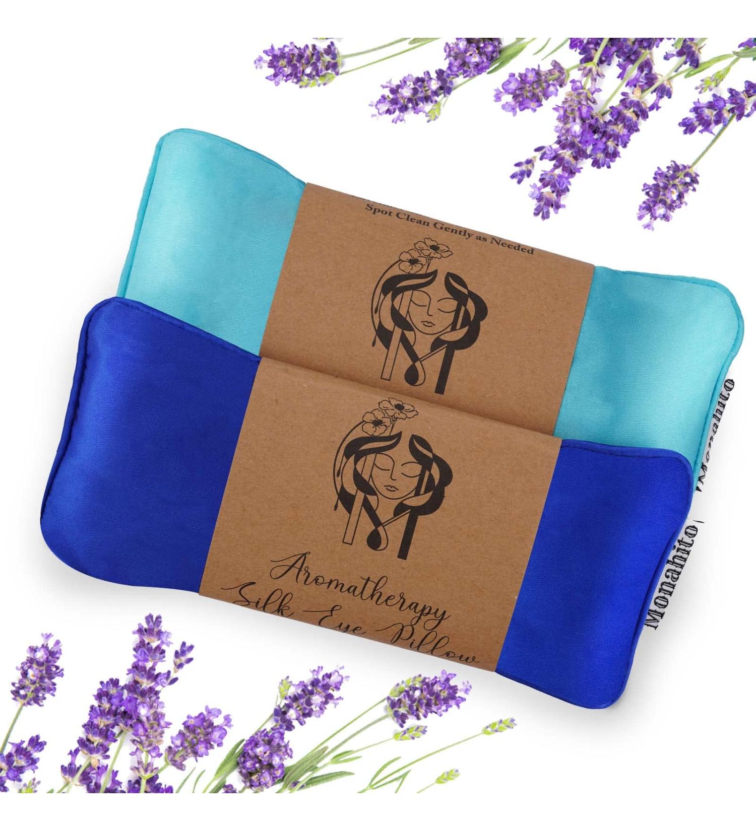 MONAHITO Lavender-Infused Weighted Eye Pillows for Relaxation - Pack of 2 Blue | Ideal for Yoga, Spa, Meditation | Hot and Cold Therapy Eye Mask for Women/Men - Buy Online on SooperMarket.com