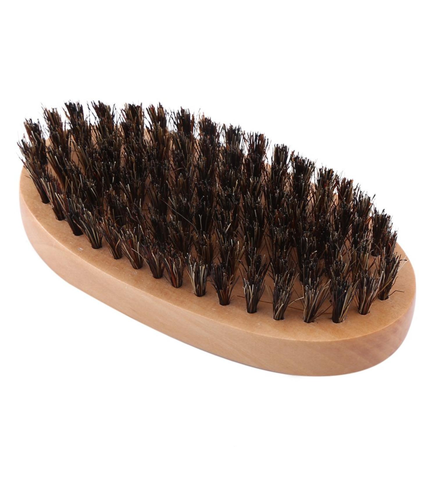 Men's Comb Brush - Synthetic Boar Bristles Wooden Handle Oval Design for Mustache & Beard Care Ideal for Military Bags - International Shipping Available - Buy Online on SooperMarket.com