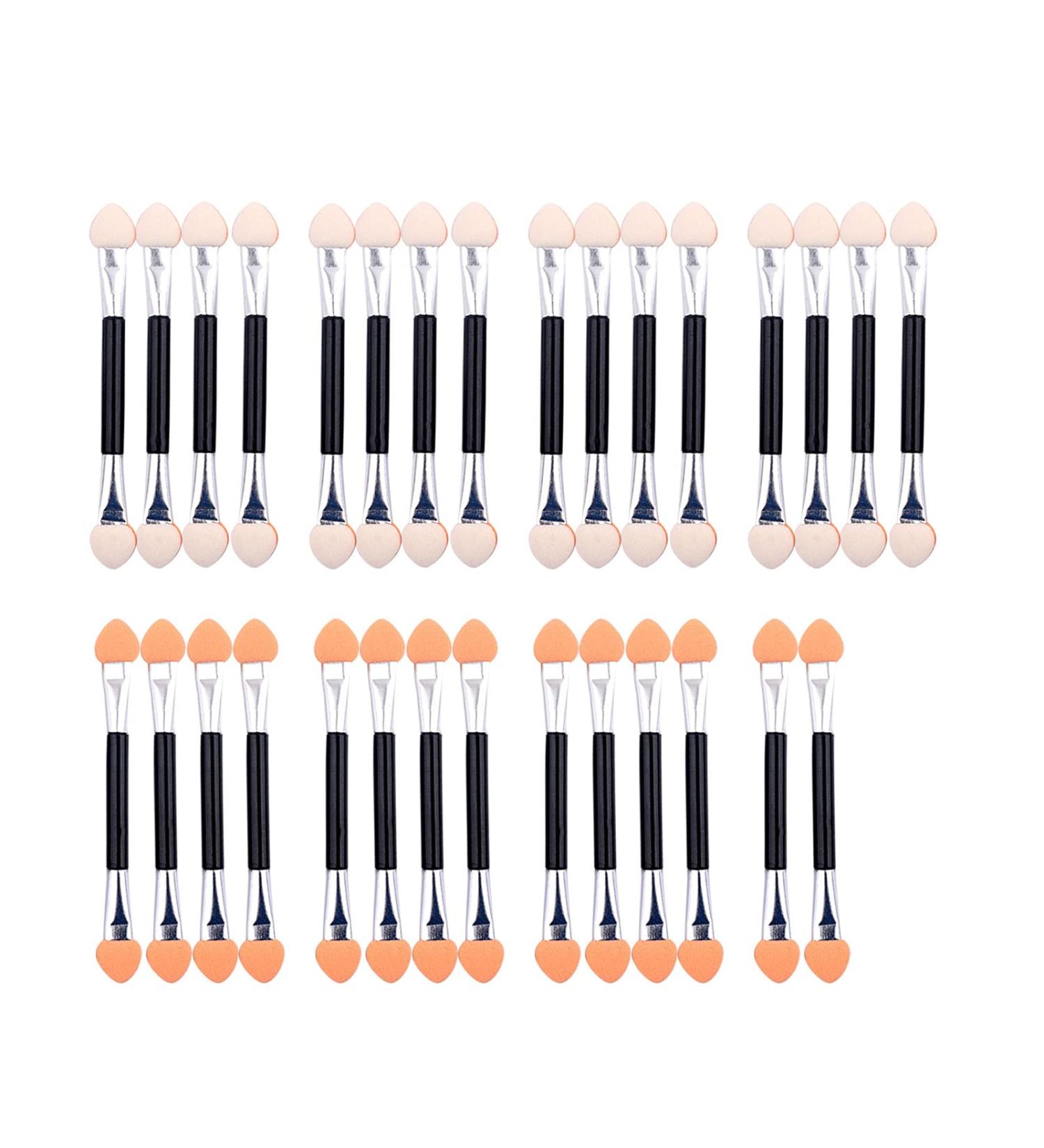 30 pcs Disposable Dual-Sided Eye Shadow Sponge Brushes | Professional Double-End Makeup Applicator Set | Manicure Cosmetic Tool | 9.5CM Aluminum Tube - Buy Online on SooperMarket.com