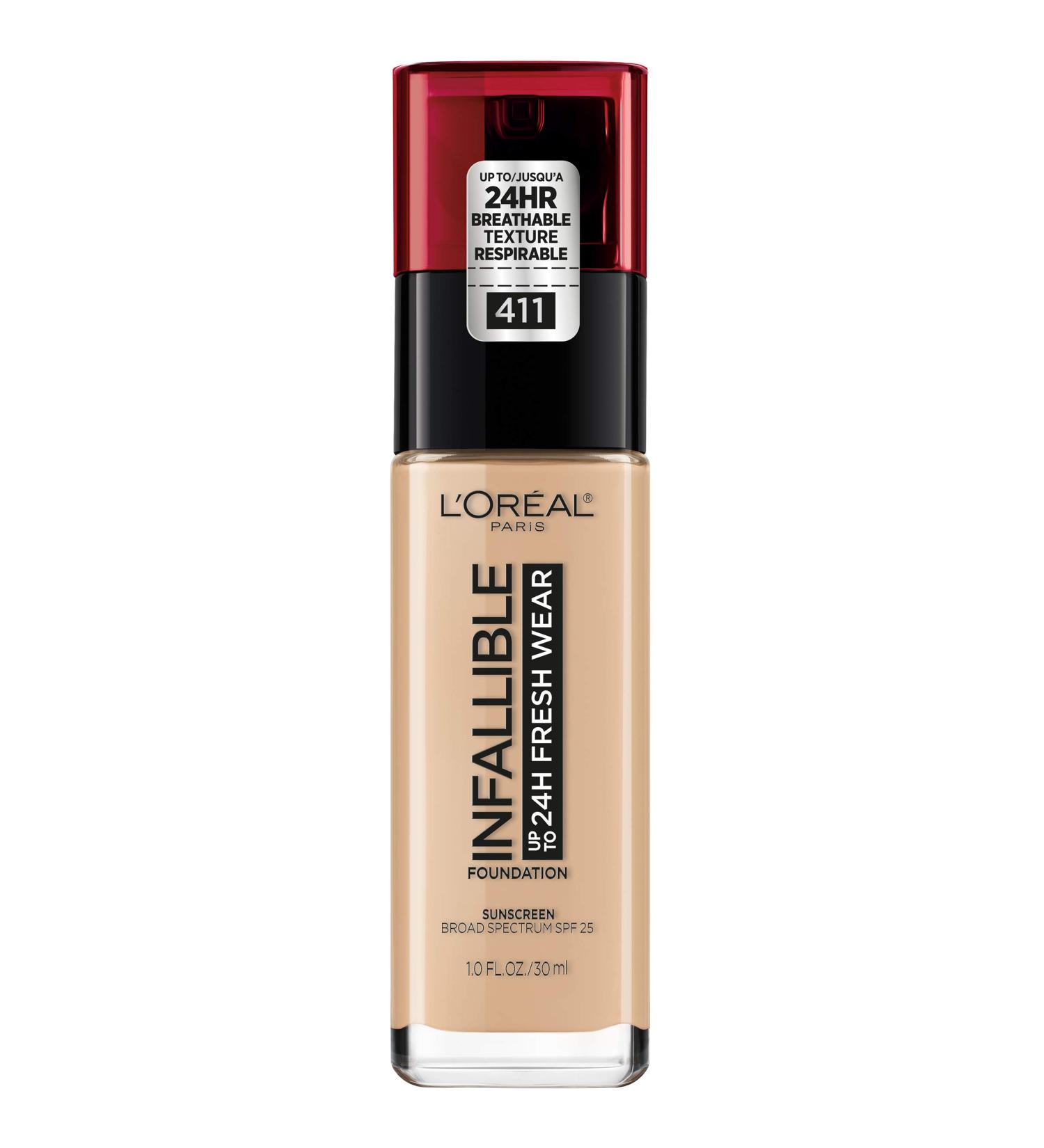 L'Oreal Paris Infallible Fresh Wear Foundation 24H - Beige Ivory 411, 1 oz - Buy Online on SooperMarket.com