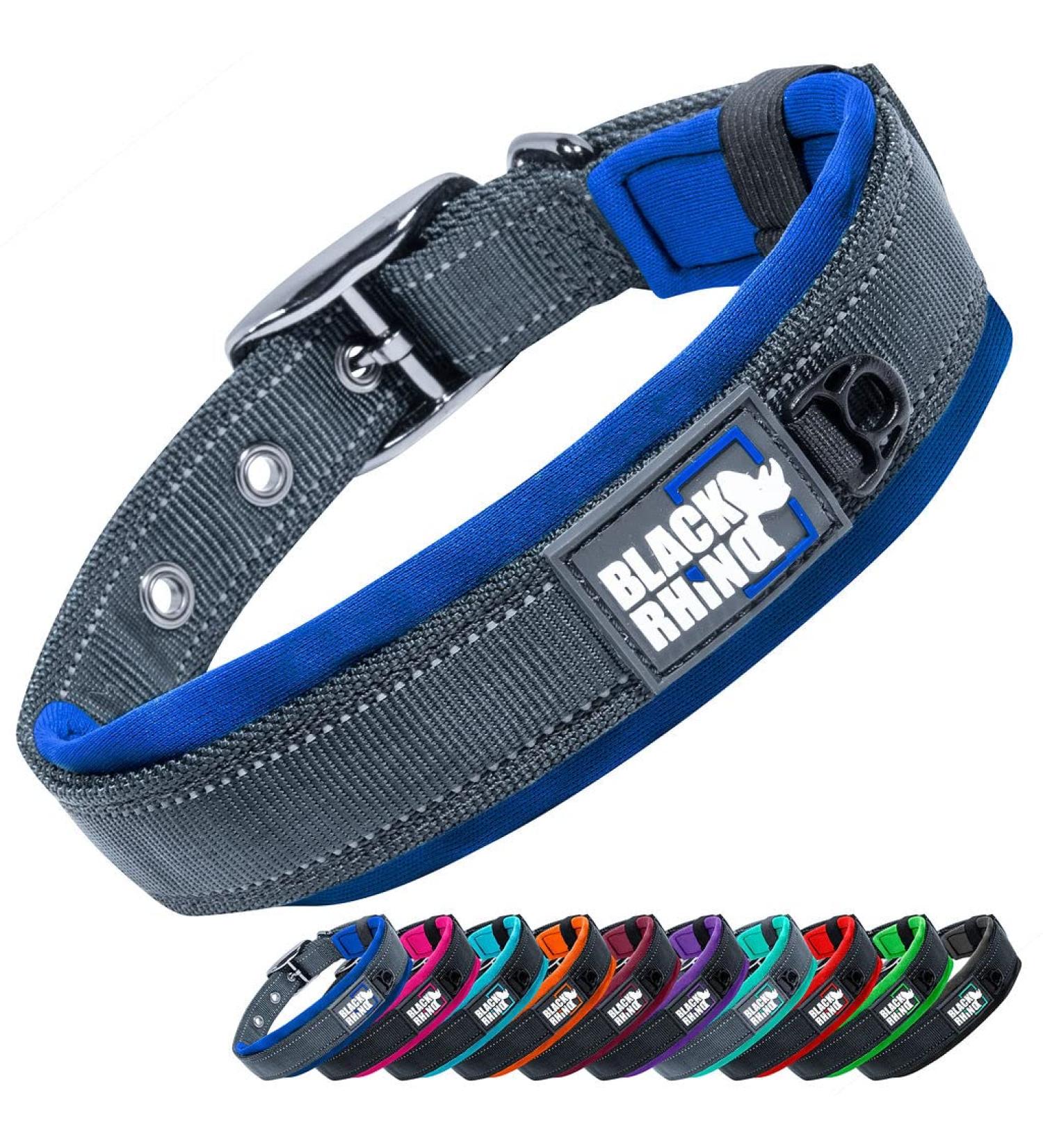 Buy Black Rhino Comfort Collar - Soft Neoprene Dog Collar for All Breeds | Adjustable Reflective & Weatherproof (XL Sport Blue/Gray) - Buy Online on SooperMarket.com