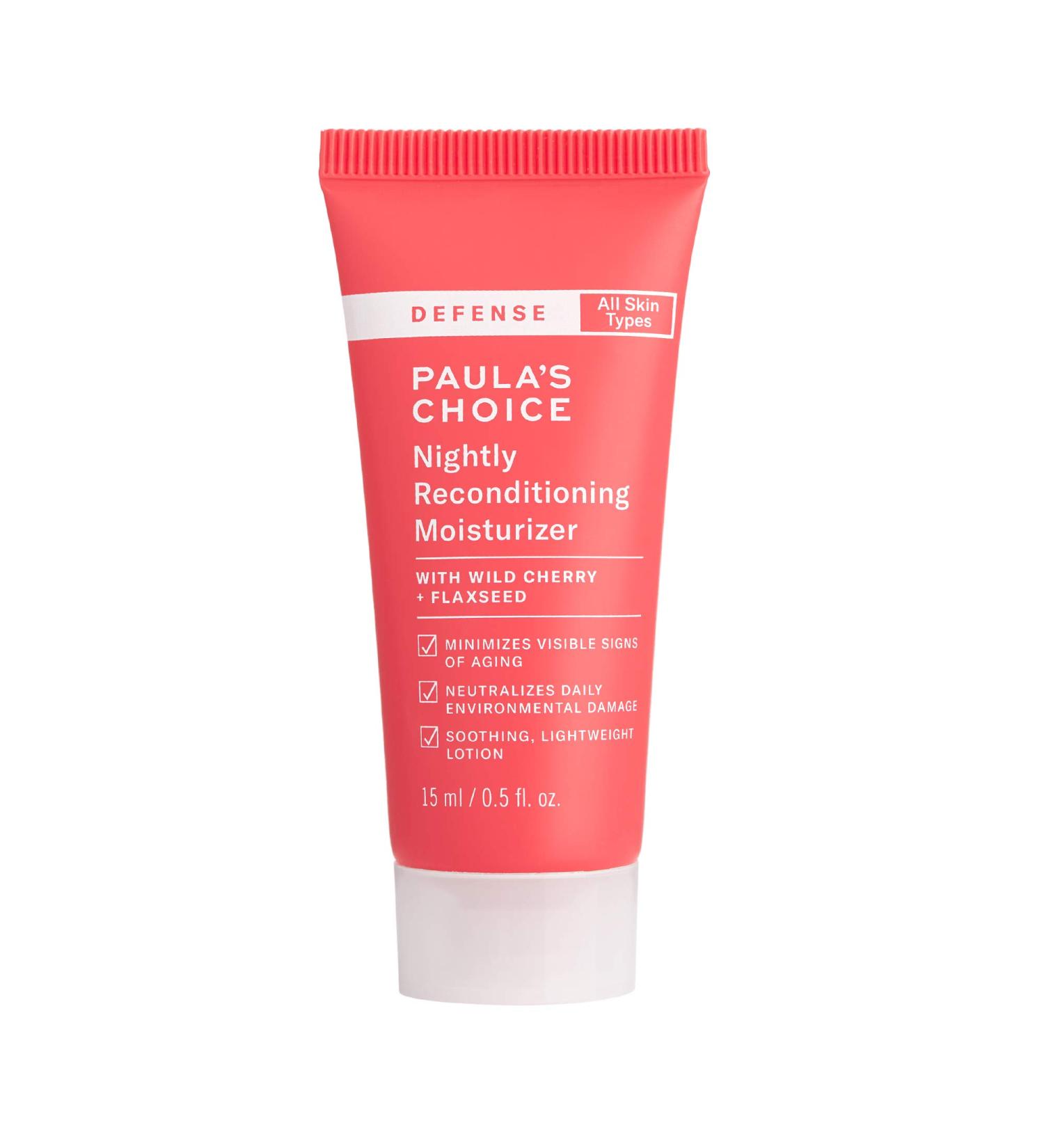 Paula's Choice DEFENSE Nightly Reconditioning Moisturizer - Anti-Pollution Night Cream with Wild Cherry, Flaxseed, Neem, Sunflower Seed & Marula Oil - 0.5 Fl Oz - Buy Online on SooperMarket.com
