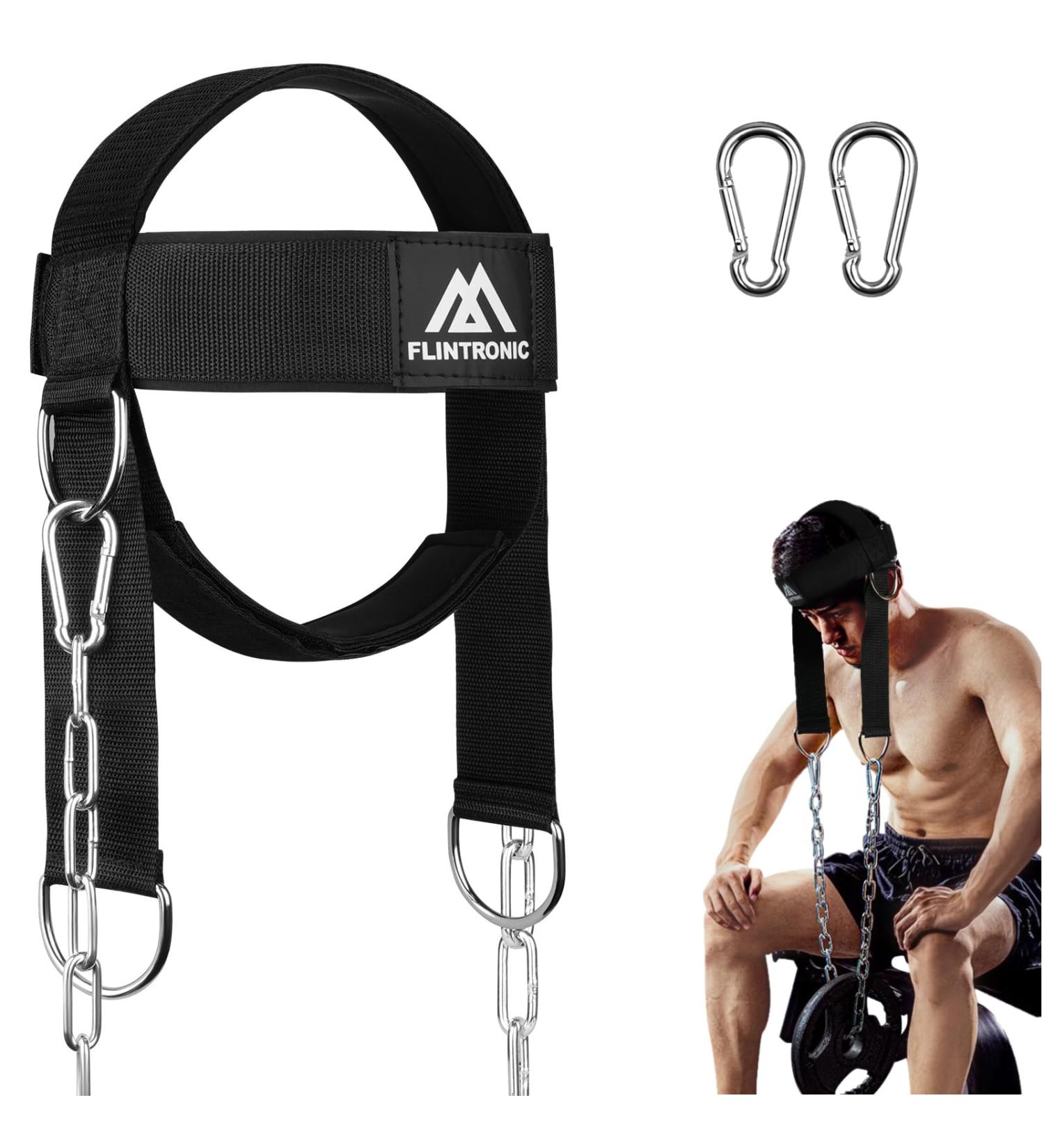Flintronic Neck Trainer - Adjustable Neck Harness for Strength Training & Weight Lifting | Neck Exerciser for Men - Buy Online on SooperMarket.com