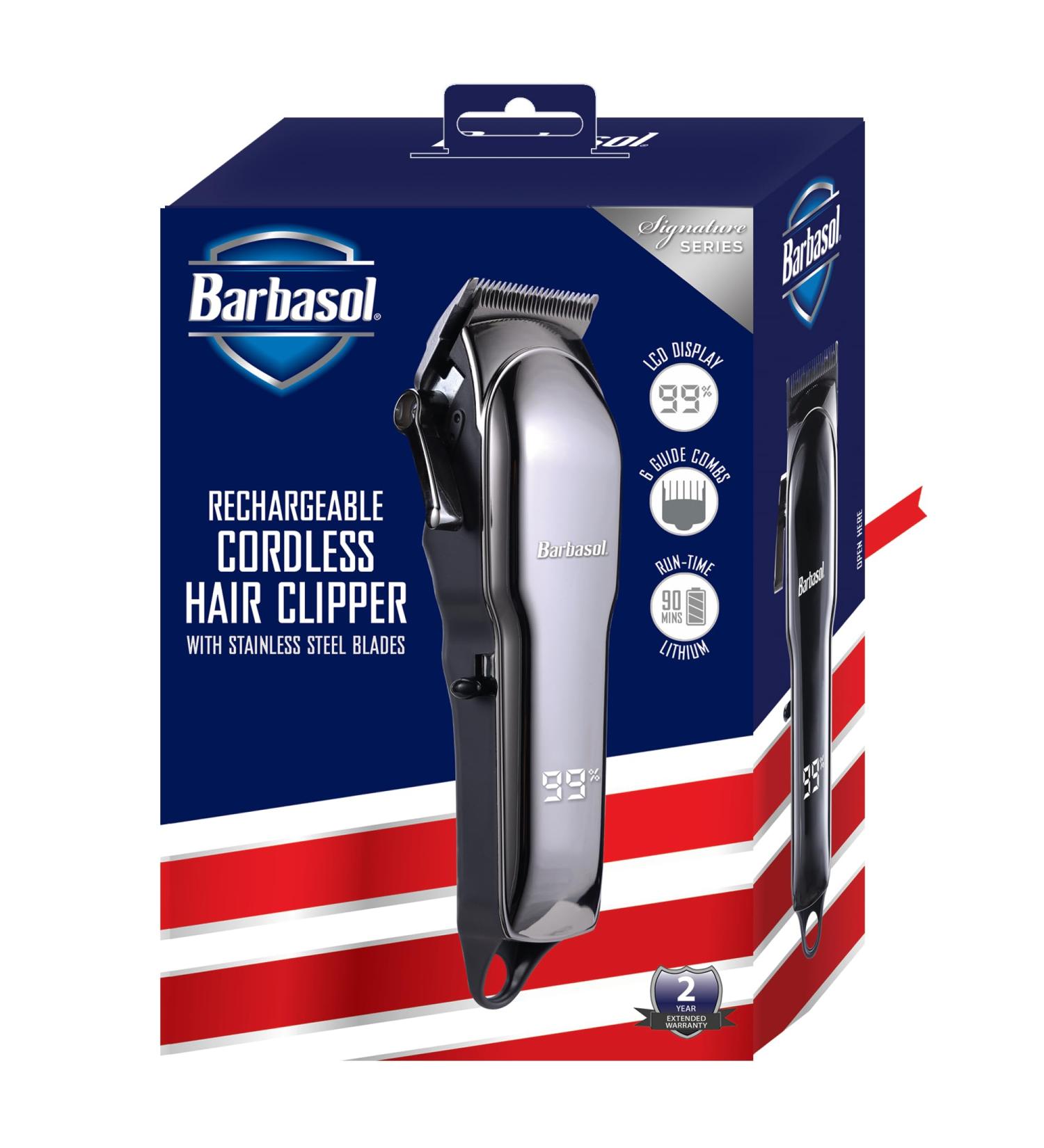 Buy Barbasol Rechargeable Hair Clippers Professional & Home Use Low-Heat Ceramic Blades Adjustable Taper 6 Guards LCD Display | International Shipping - Buy Online on SooperMarket.com