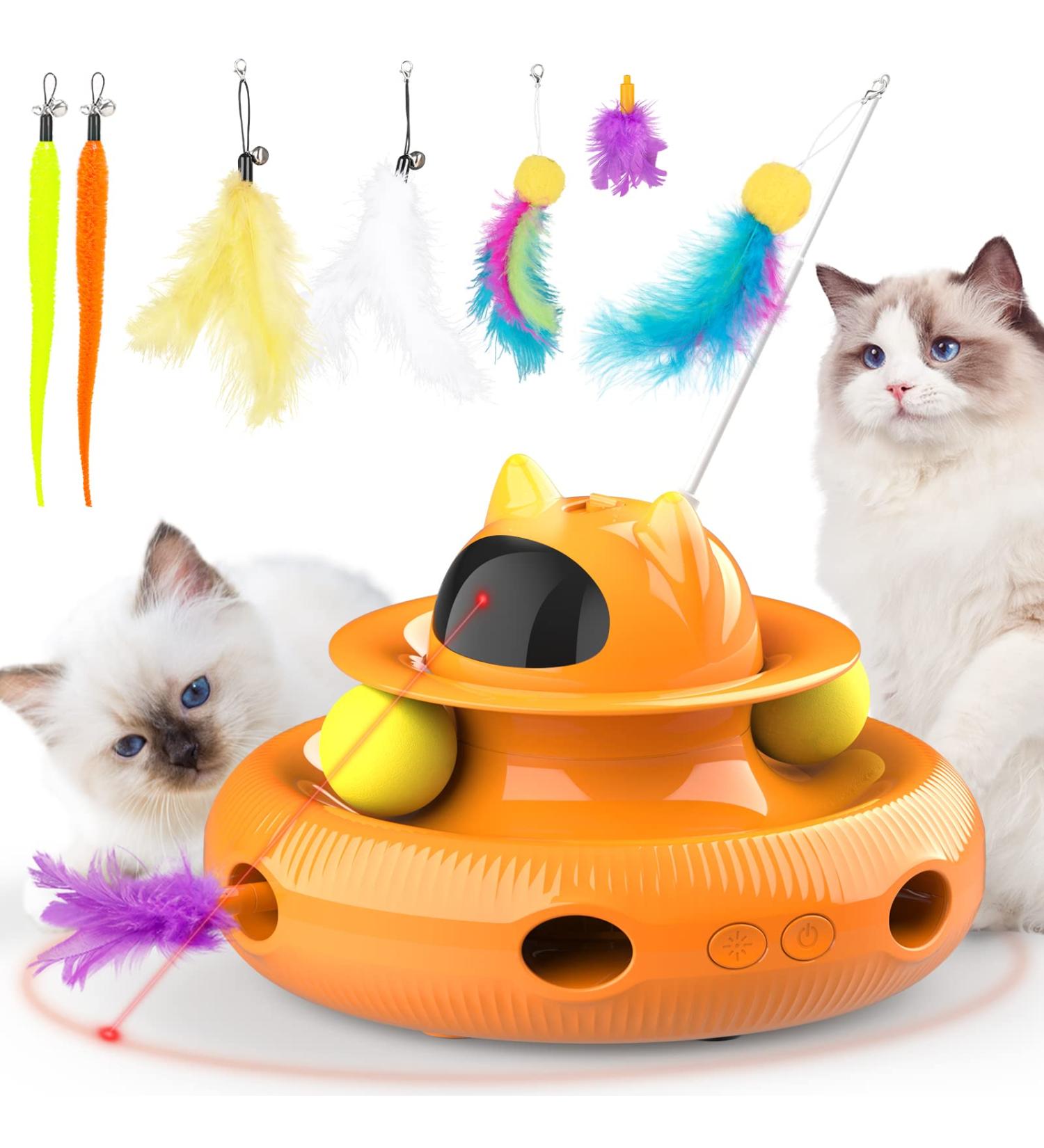 Dreamon 4-in-1 Interactive Electric Cat Toy - Self-Entertainment Cat Intelligence Toy with 5 Spring Replacements & USB | Best for International Shipping - Buy Online on SooperMarket.com