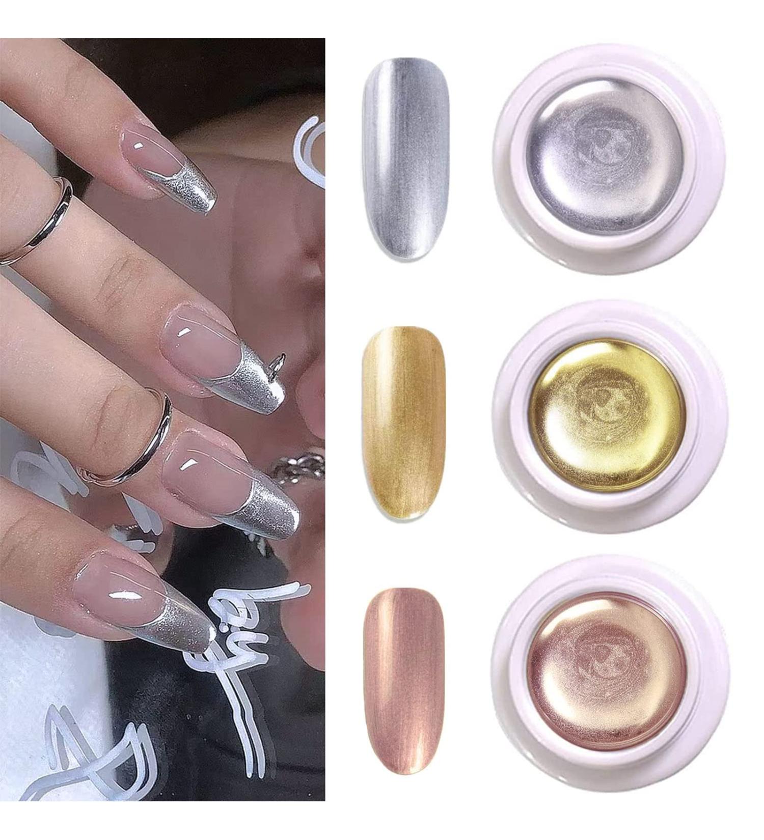 Gorvalin 3P Metallic Gel Nail Polish Set - 3D Gold, Silver, Rose Gold | UV Paint for Cyber Punk & French Acrylic Nail Art - Buy Online on SooperMarket.com