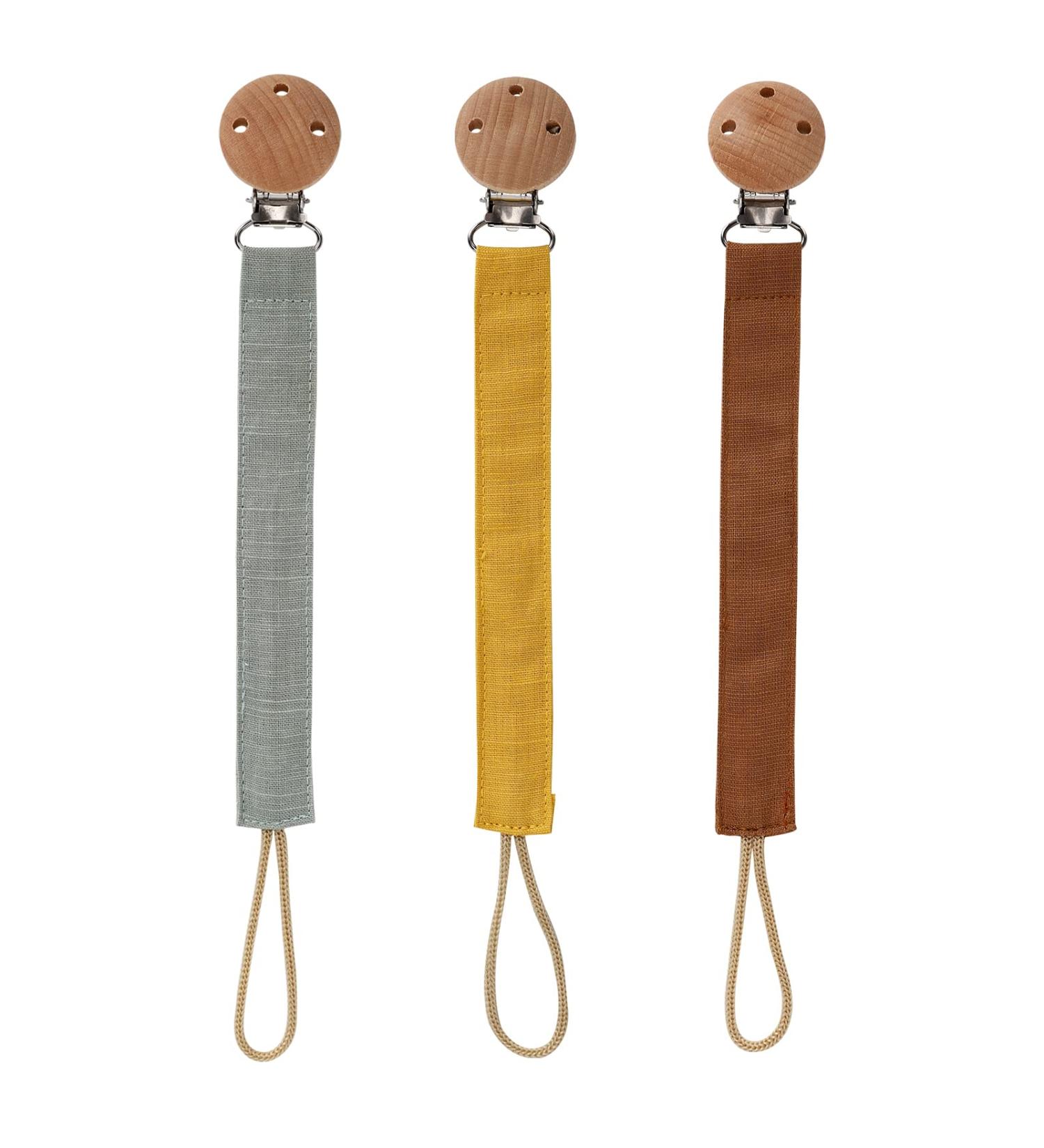 Socub 3 Pack Fabric Pacifier Clips for Baby Boys and Girls - BPA Free, Perfect Gift for Baby Shower or Birthday - Sage/Clay/Mustard - Buy Online on SooperMarket.com