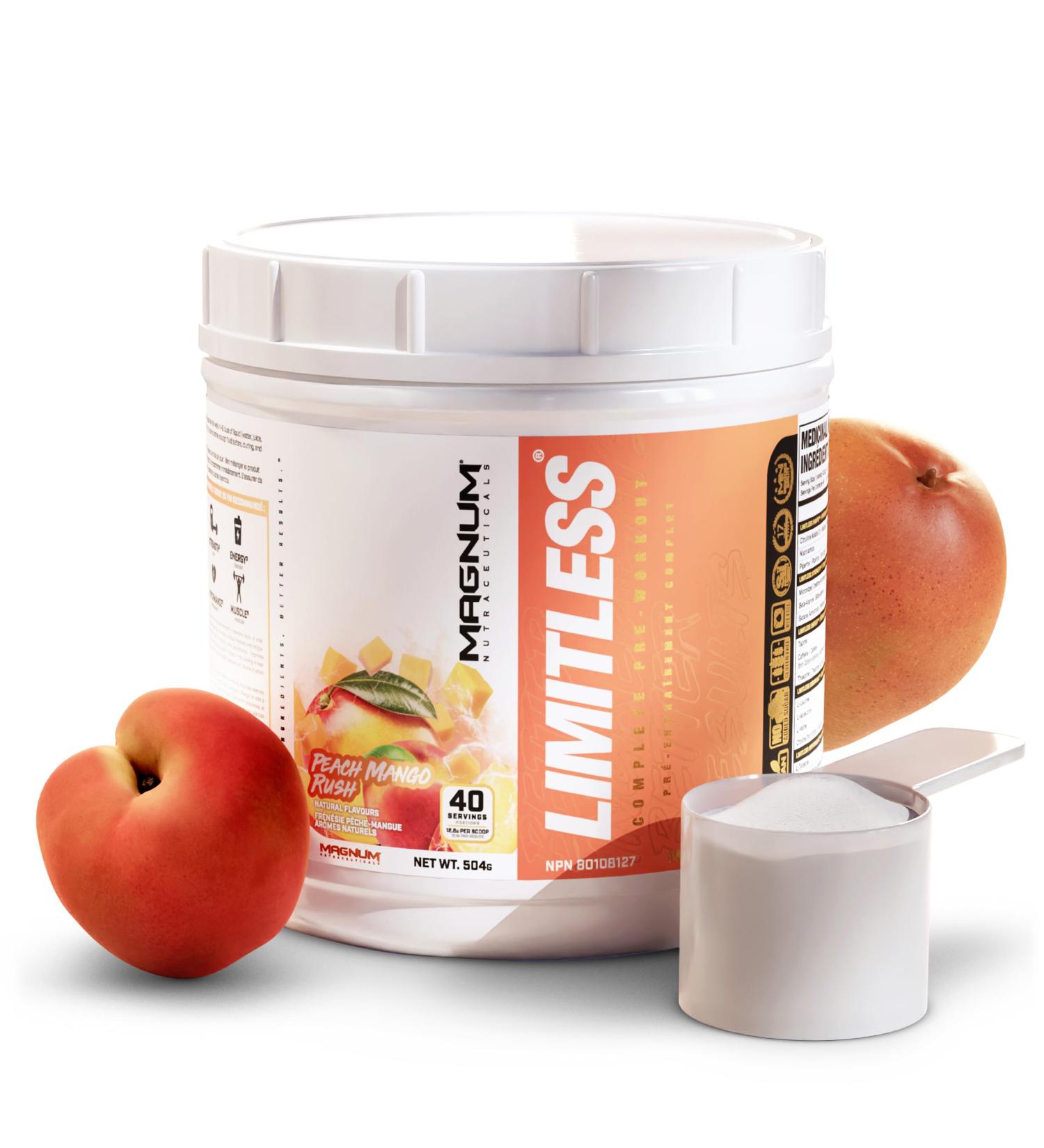 LIMITLESS Magnum 504g - Muscle Workout Powder Sport Pre Workout for Men and Women May Assist & Support Increase Energy Focus and Endurance - Peach Mango Rush - Buy Online on SooperMarket.com
